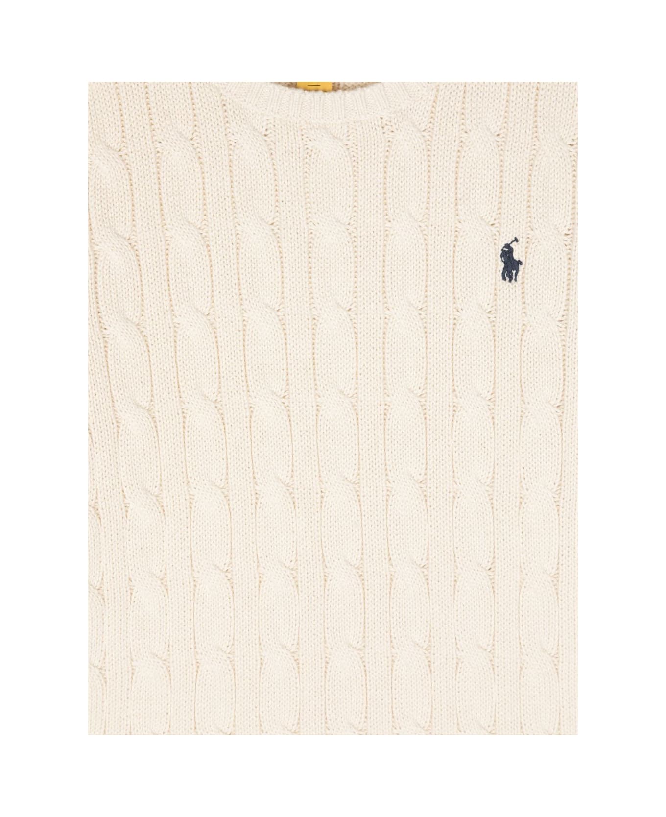 Polo Ralph Lauren Cream White Cotton Cable-knit Sweater - White