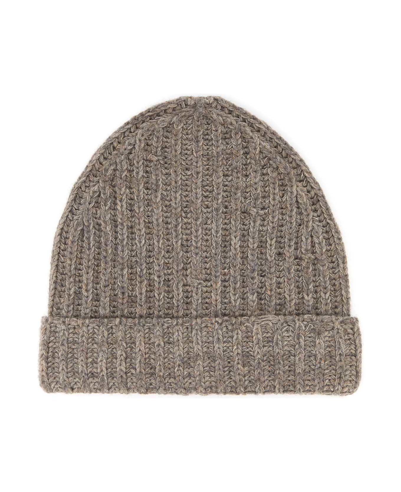 Maison Margiela Cappuccino Wool Blend Beanie Hat - WALNUT