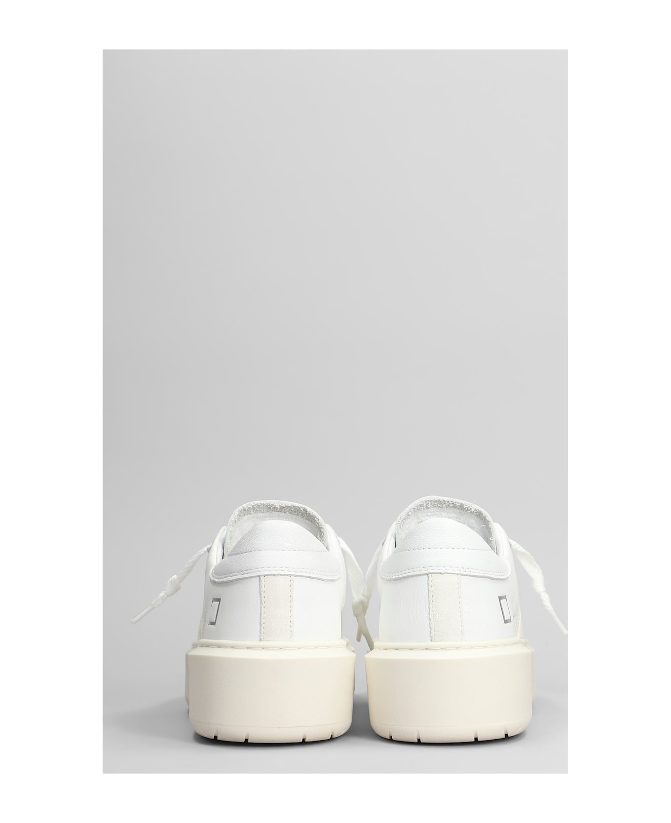 D.A.T.E. Hill Low Platform Sneakers In White Leather - white
