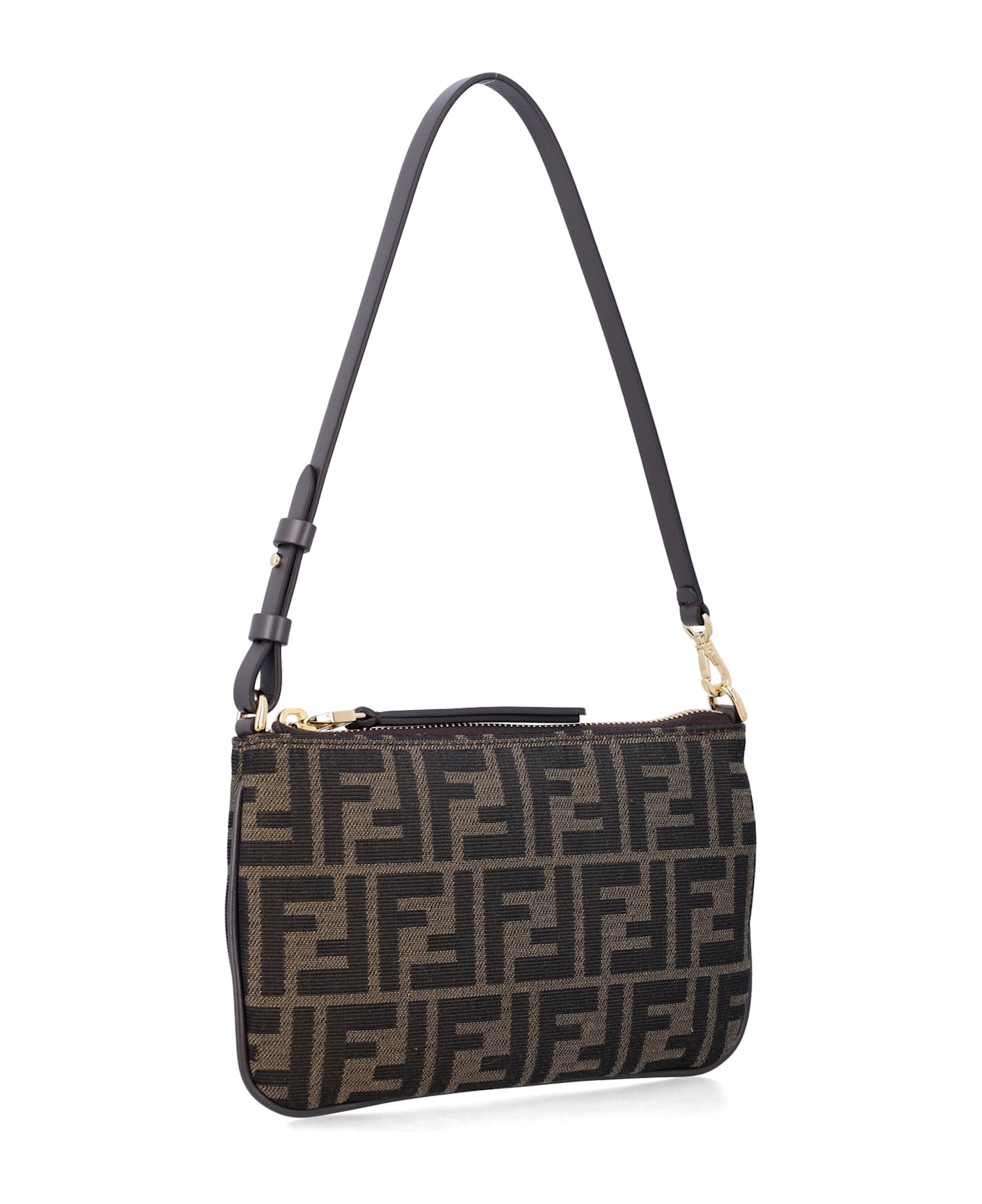 Fendi Flat Baguette Ff Jacquard Pouch - TOBACCO BROWN