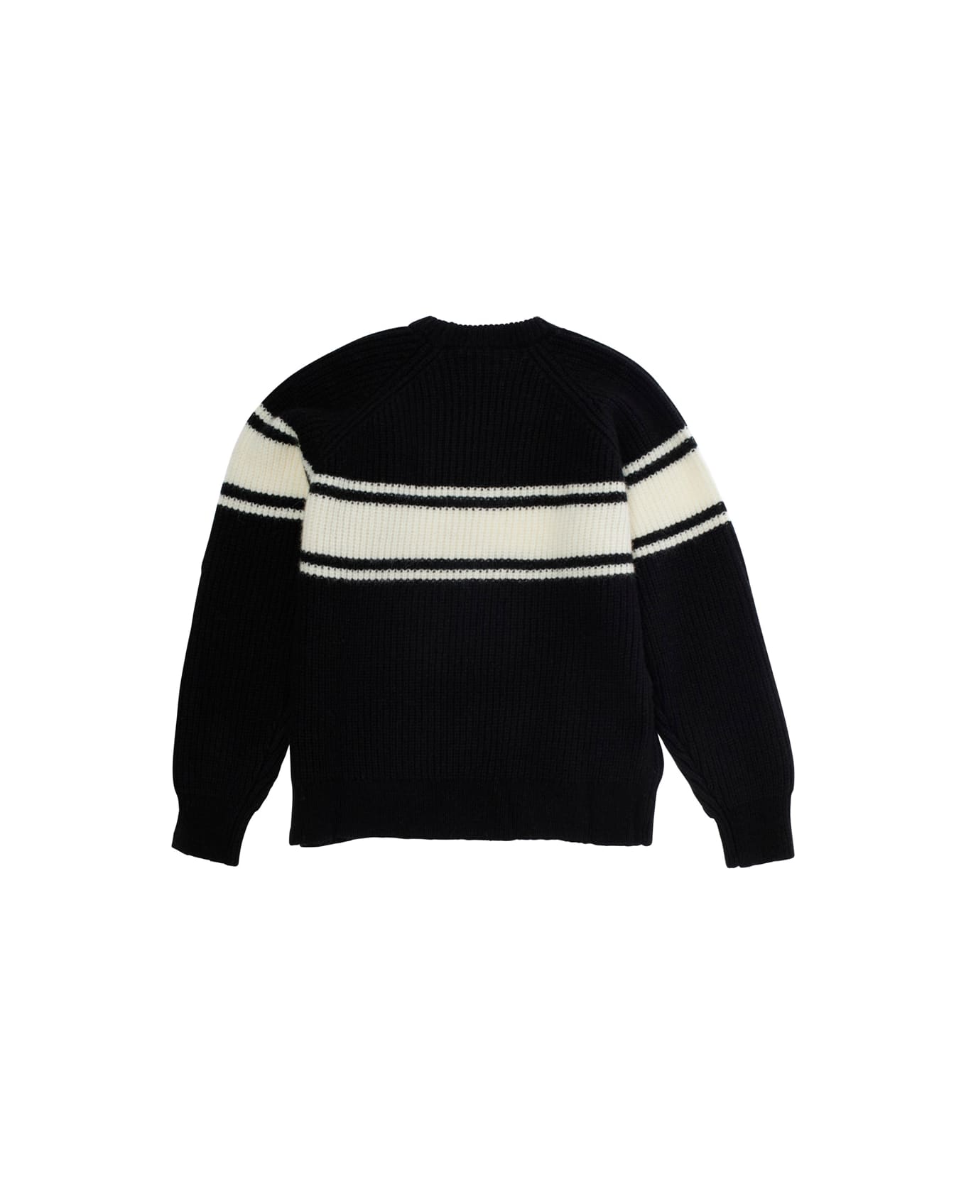 Marni Black Striped Sweater With Front Logo In Wool And Alpaca Blend Boy - Black