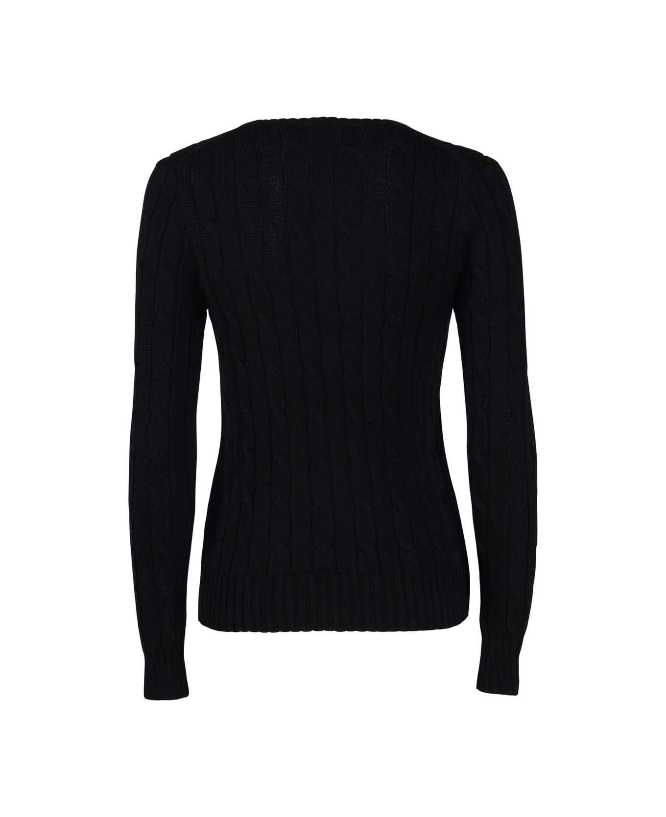 Polo Ralph Lauren Cable Knit Sweater With V-neck - Black