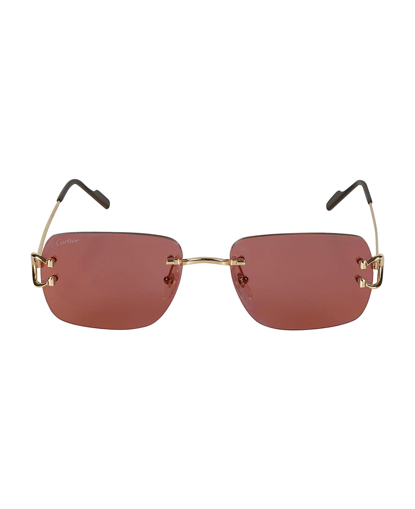 Cartier Eyewear Rectangular Sunglasses Sunglasses - Gold/Red サングラス