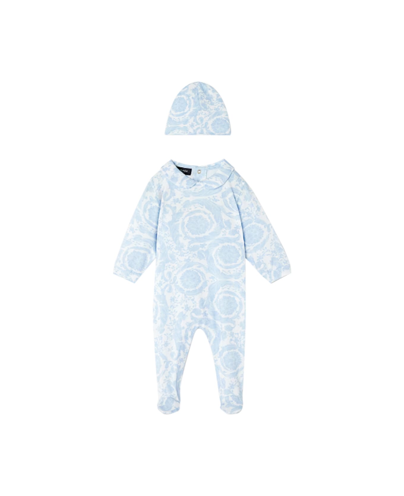 Versace Onesie And Hat - Light blue