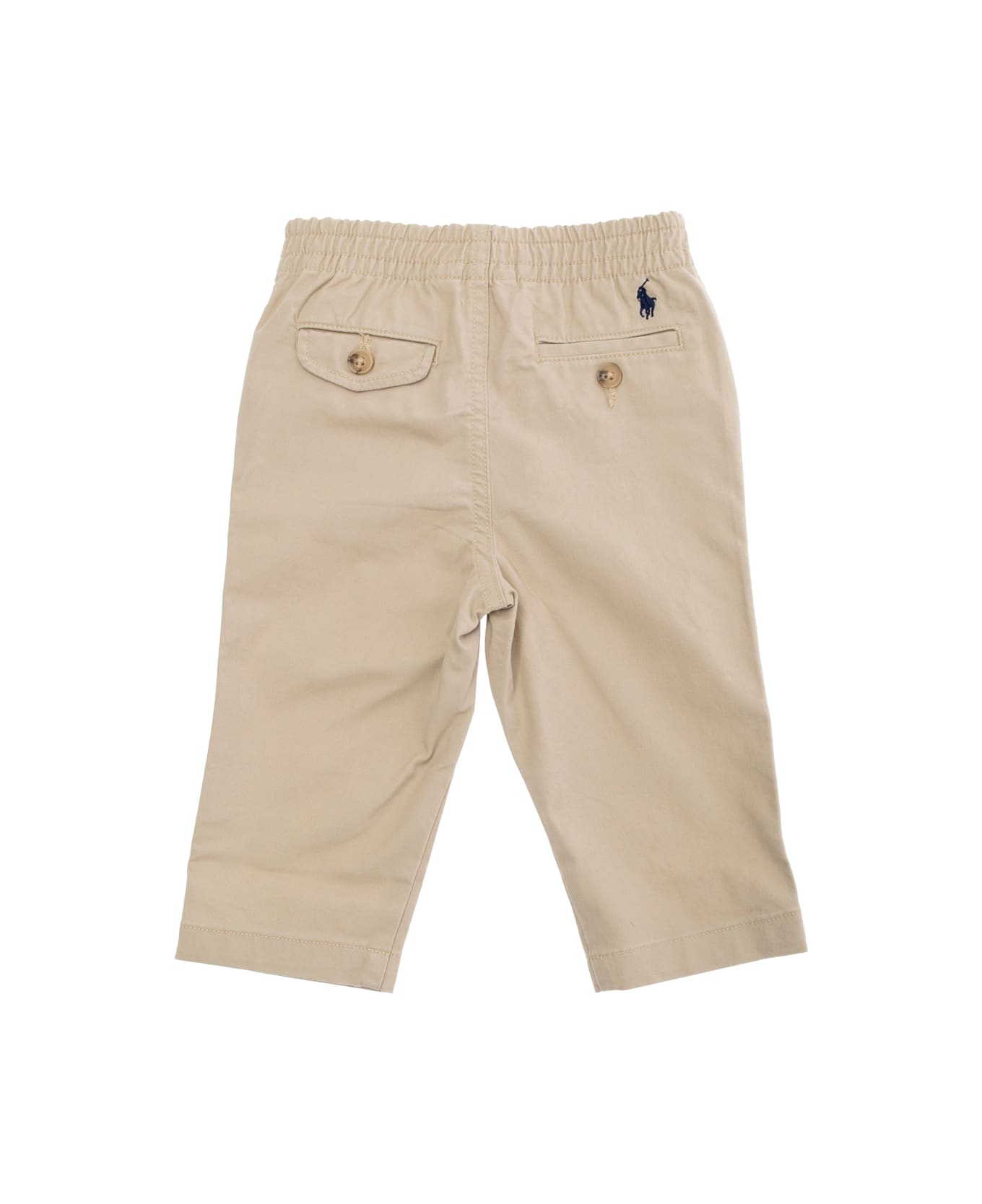 Polo Ralph Lauren Beige Pants With Elastic Waist And Pony Embroidery On The Rear In Cotton Baby - Beige