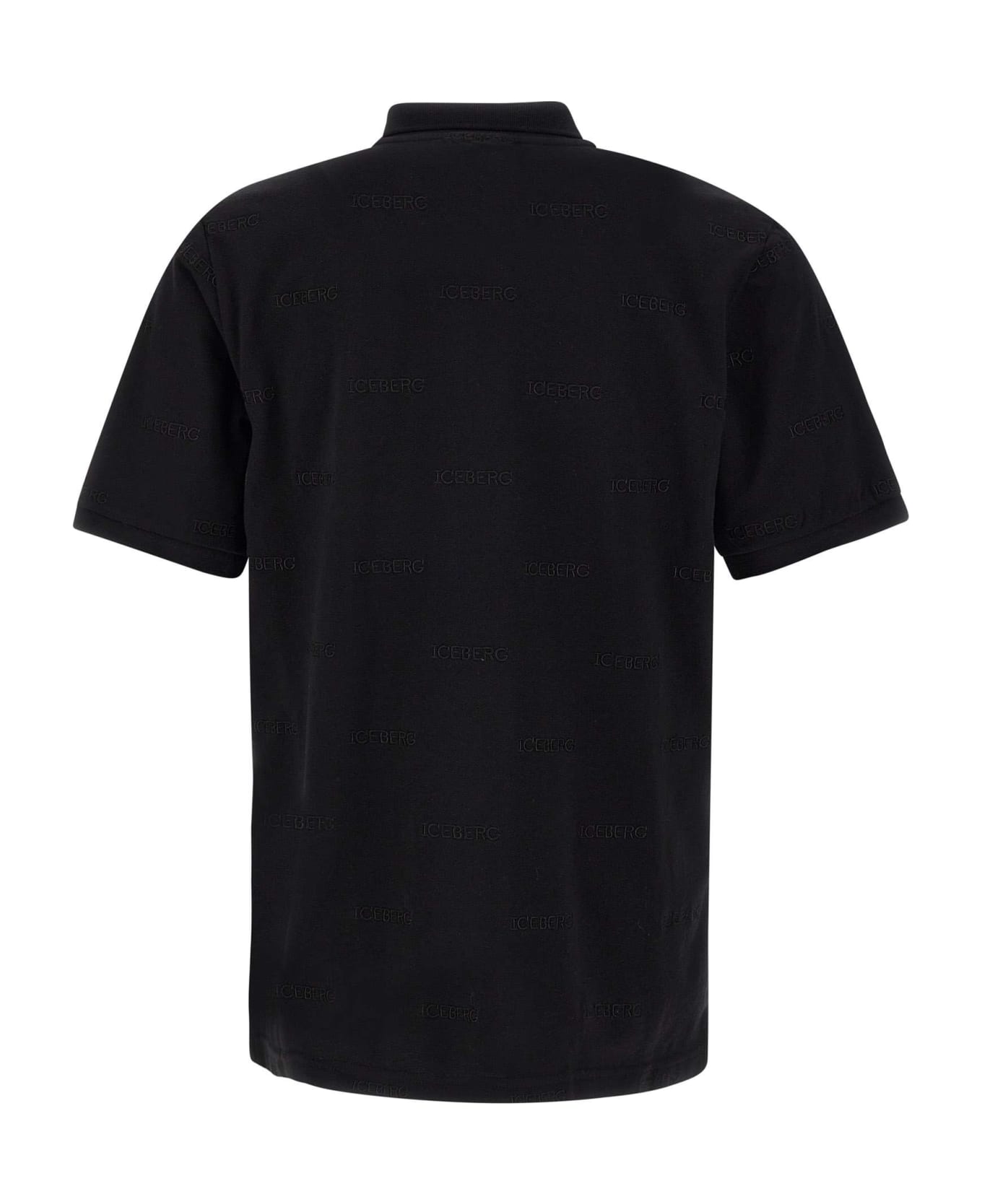 Iceberg Pique Cotton Polo Shirt - BLACK