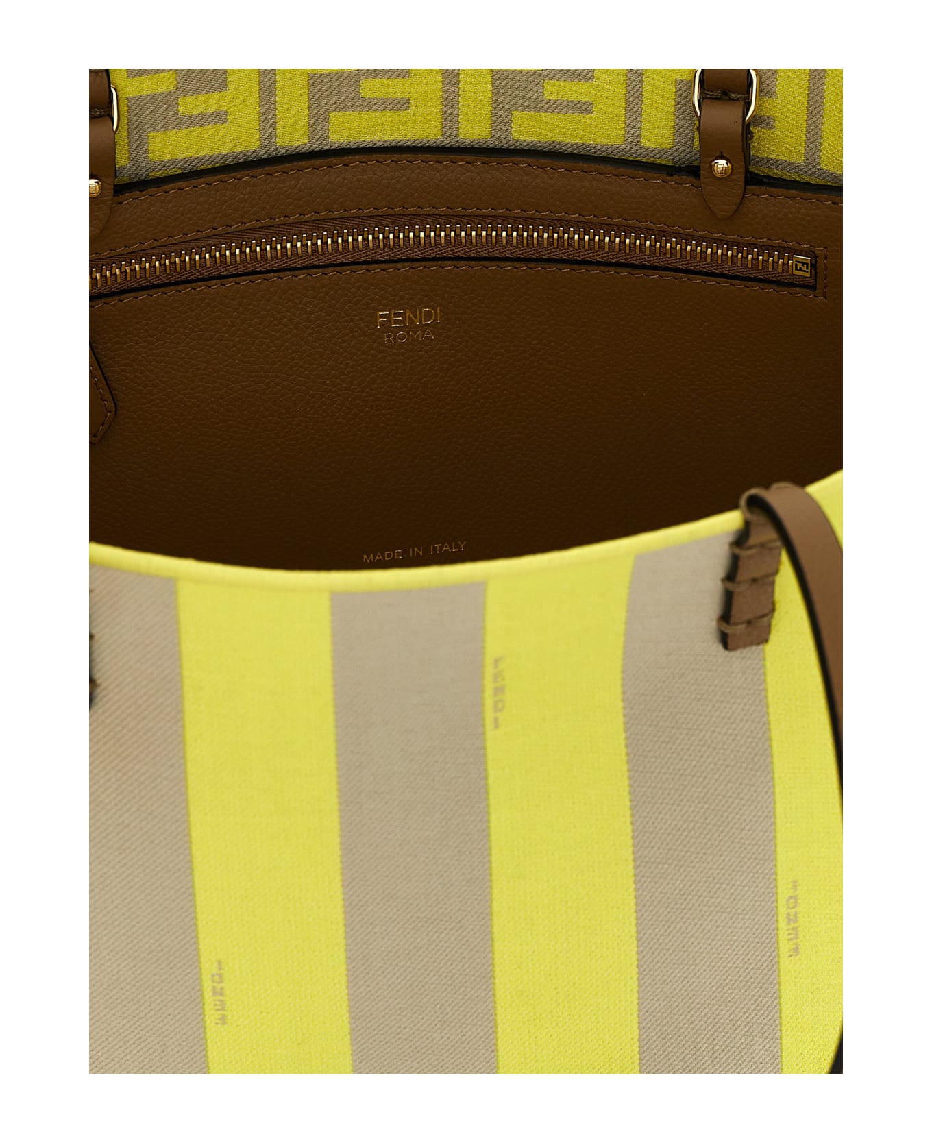 Fendi 'roll Small' Reversible Shopping Bag - BEIGEPOMELOSANDOS