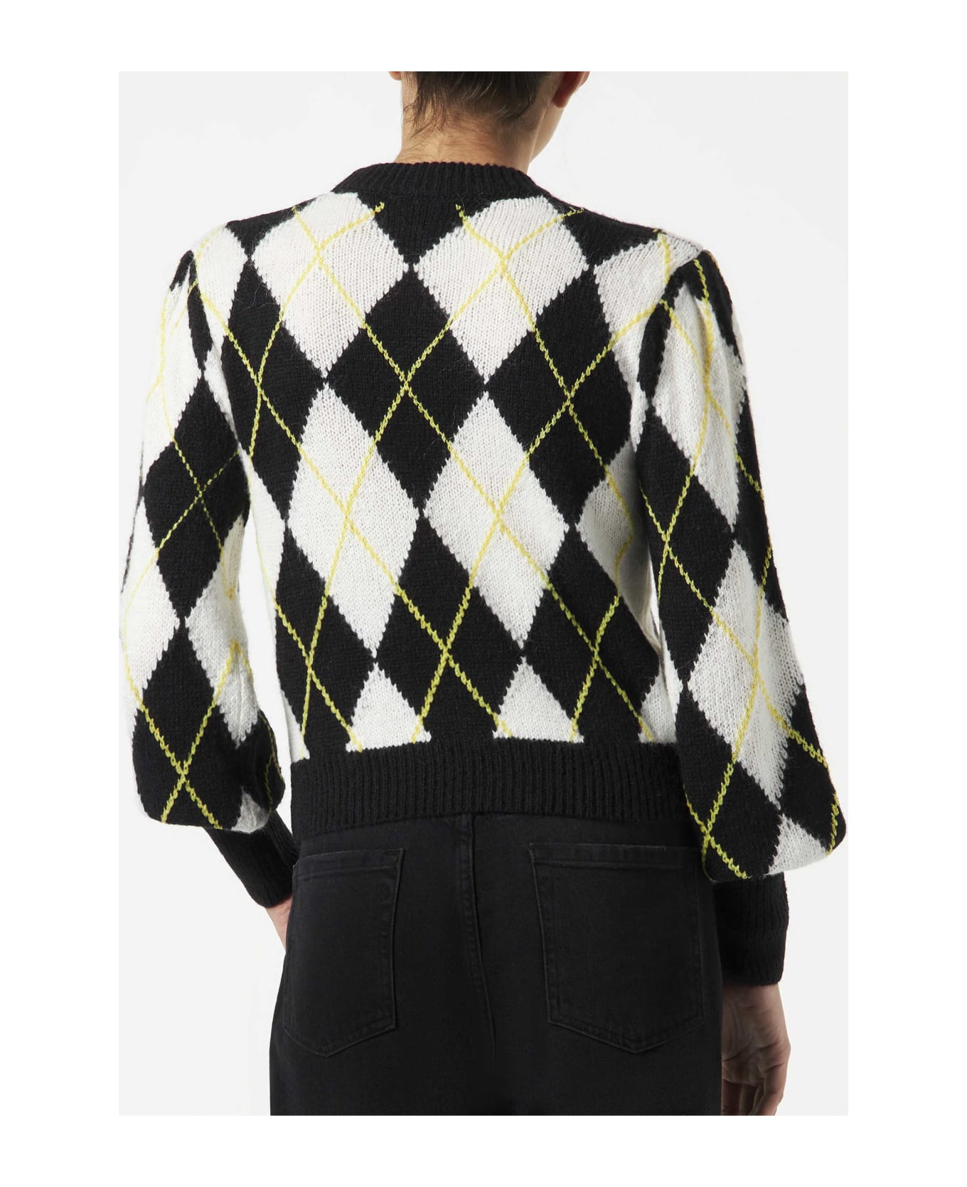 MC2 Saint Barth Woman Brushed Sweater With Argyle Pattern - BLACK