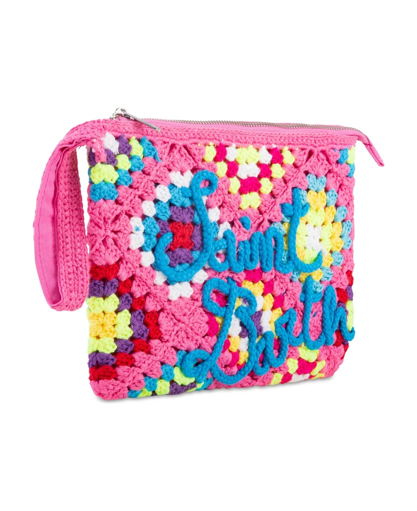 MC2 Saint Barth Parisienne Pink Crochet Pouch Bag With Saint Barth Embroidery - PINK トラベルバッグ