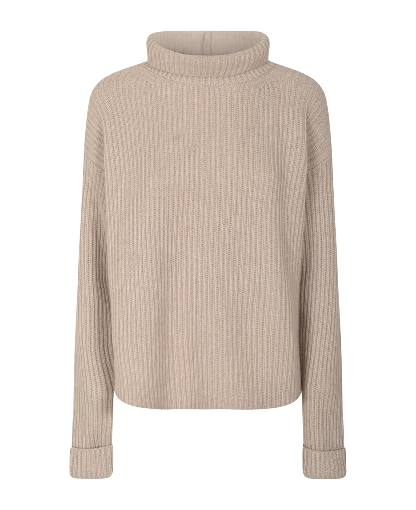 Base Wide Roll-neck Plain Pullover - Natural