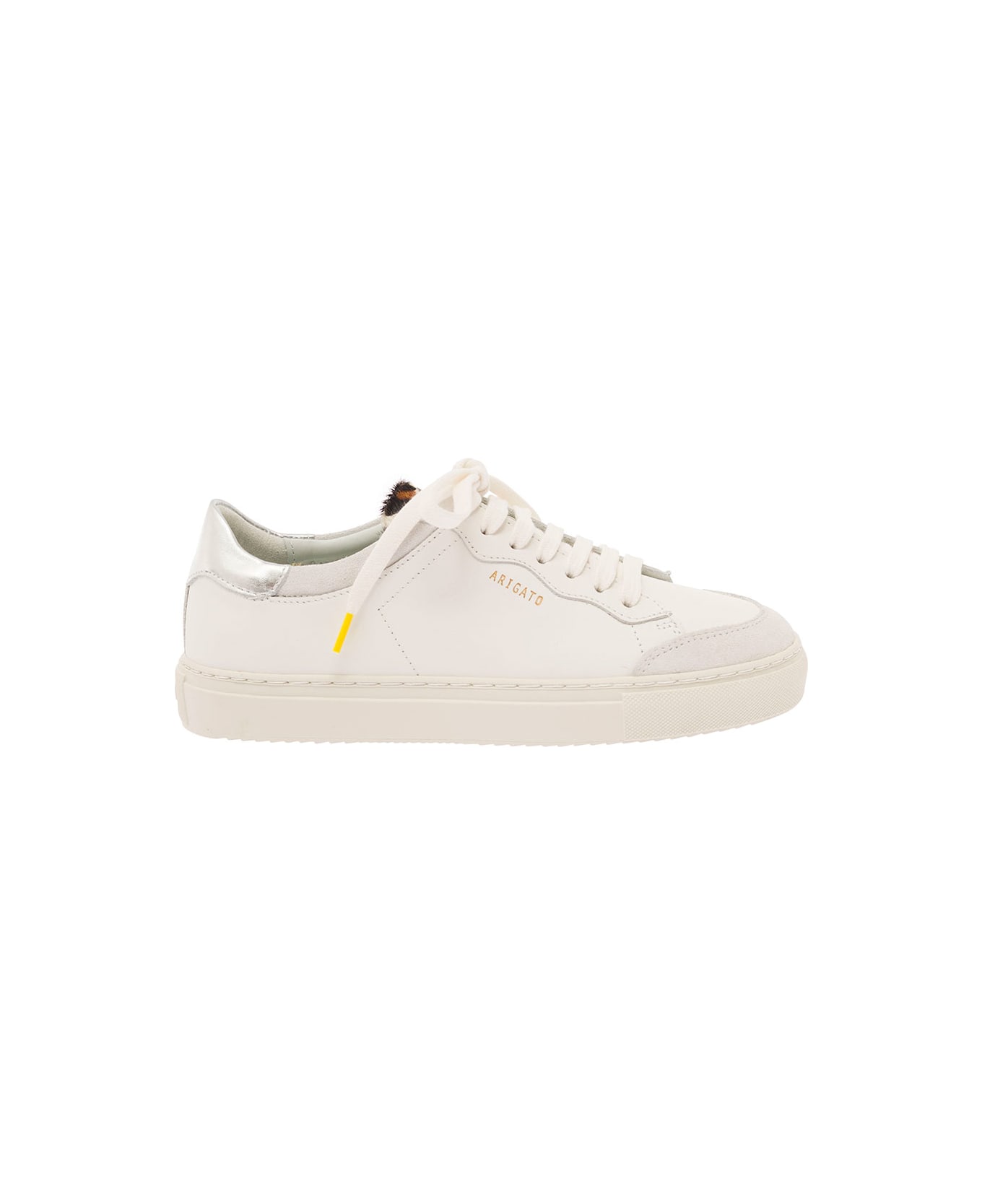 Axel Arigato White Low-top Sneakers Wit Metallic Heel Tab In Smooth Leather Woman - White