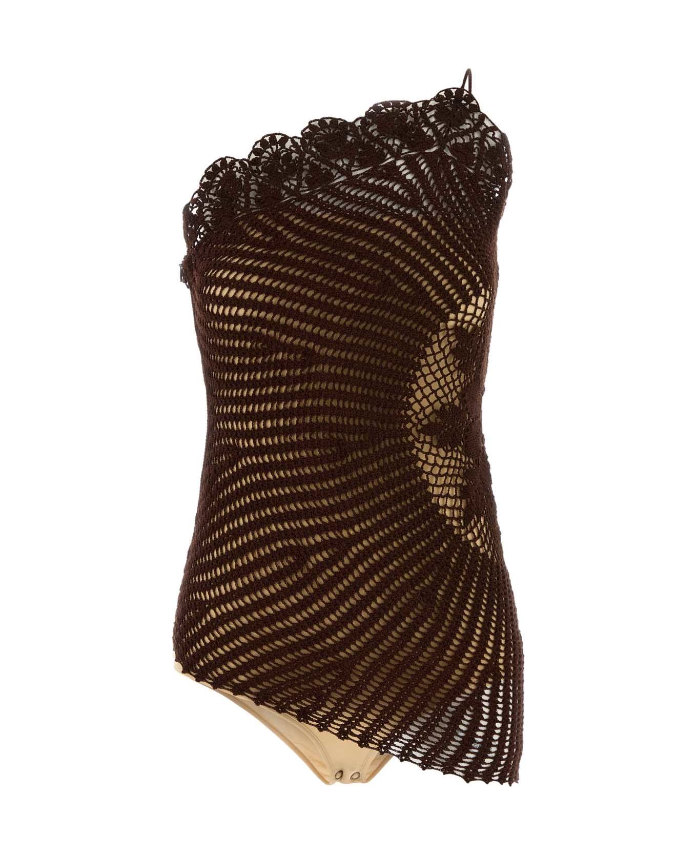 Magda Butrym Brown Crochet Top - BROWN