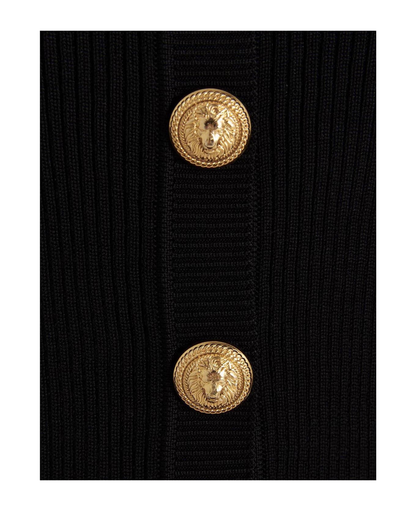 Balmain Logo Button Cardigan - Black  