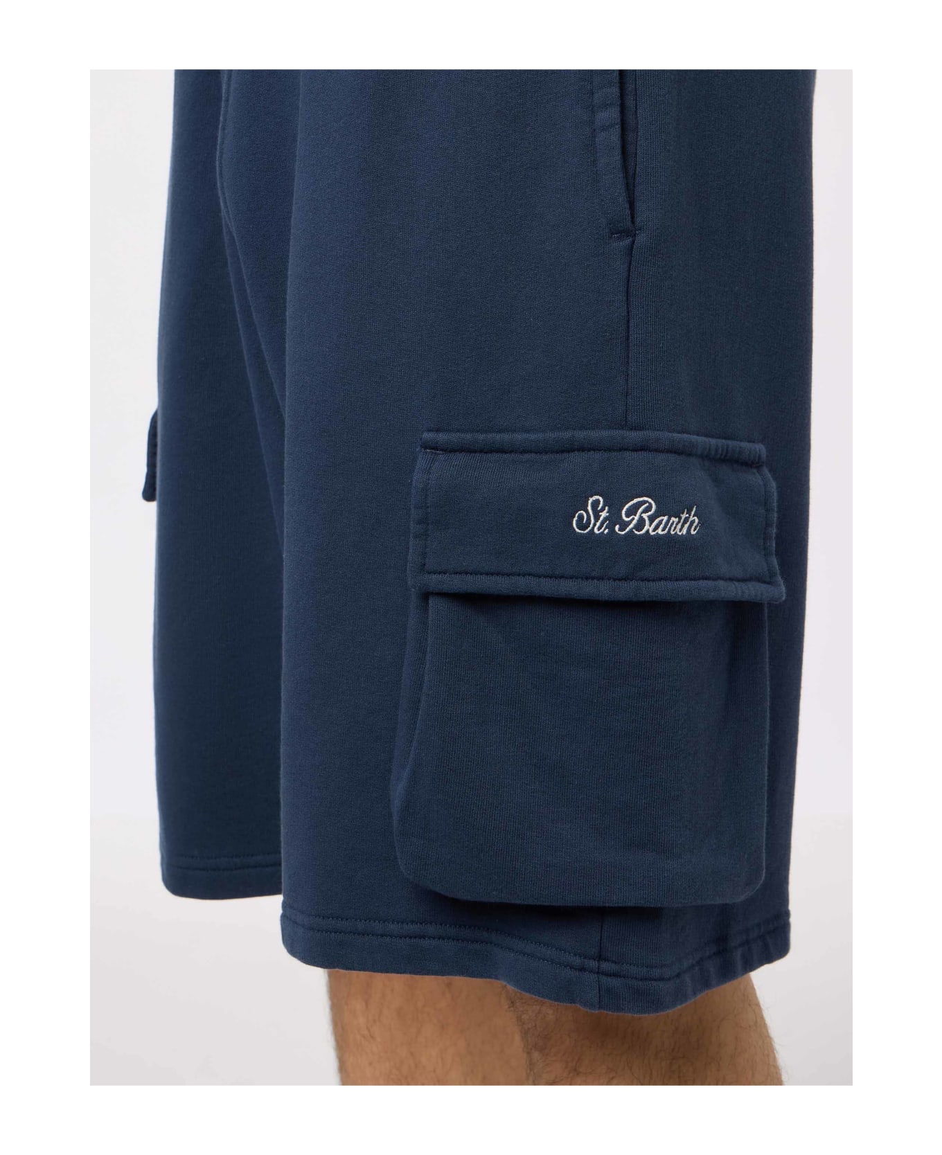 MC2 Saint Barth Man Navy Blue Cargo Short Pants Cargy - BLUE