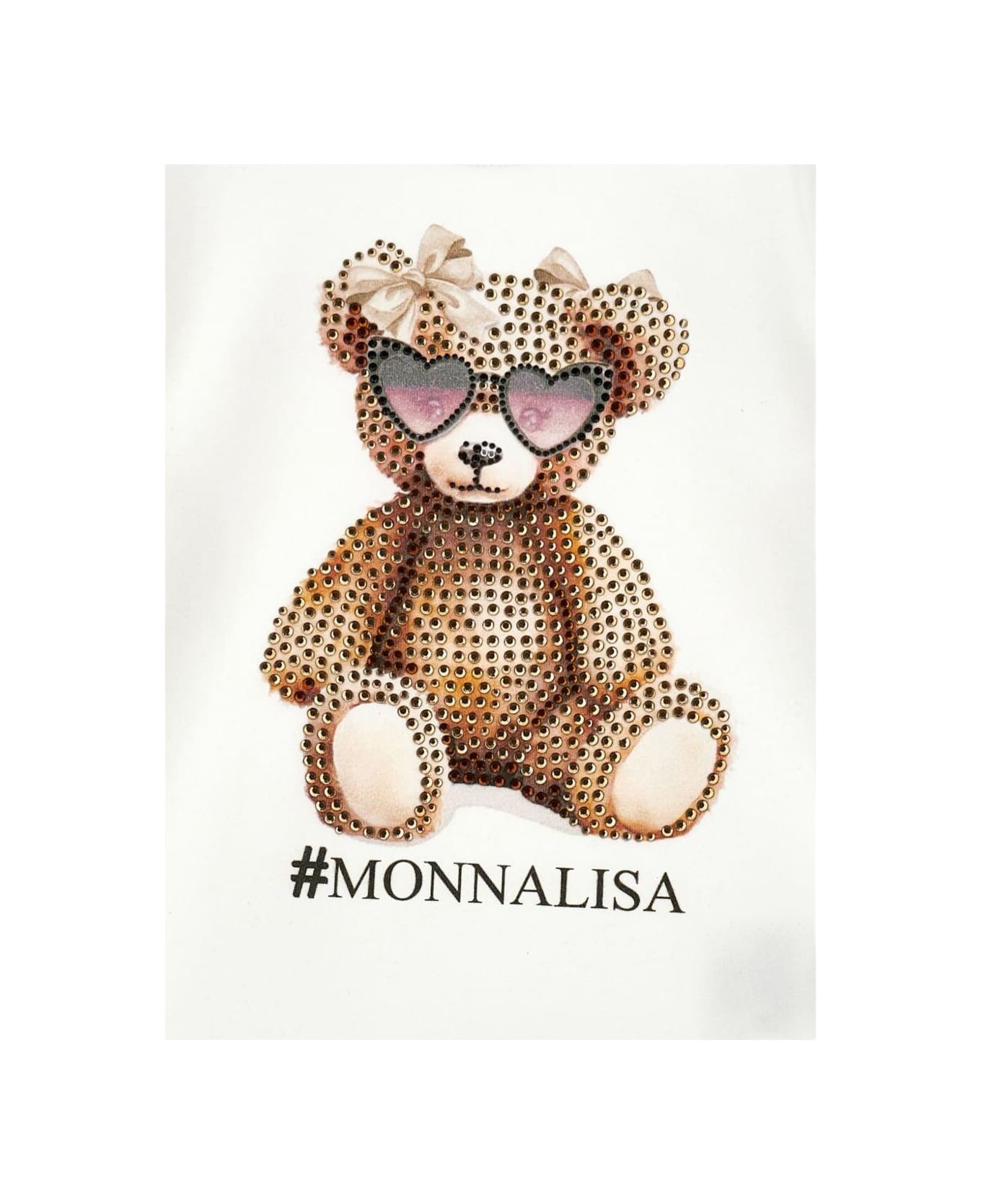 Monnalisa T-shirt Teddy Jersey Cot Jersey Cotone Stretch - White