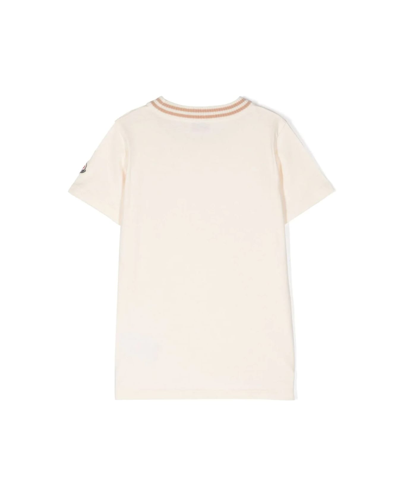 Moncler White T-shirt With Embroidered Logo - White