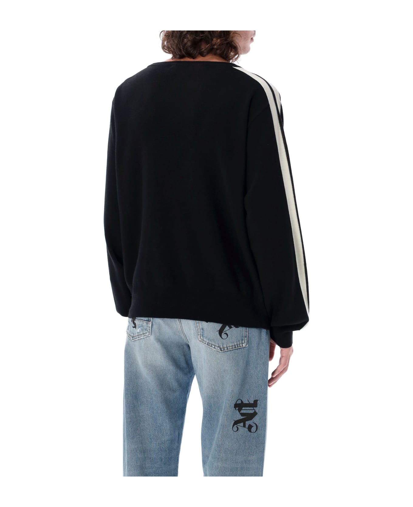 Palm Angels Pa Monogram Track Sweater - BLACK