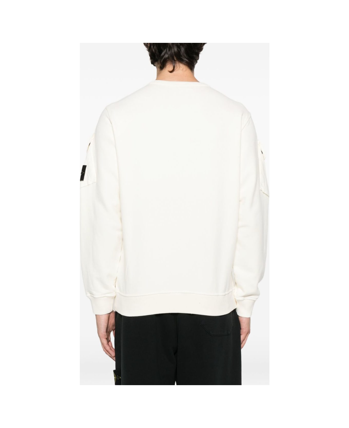 Stone Island Cotton Sweatshirt With Pocket - White