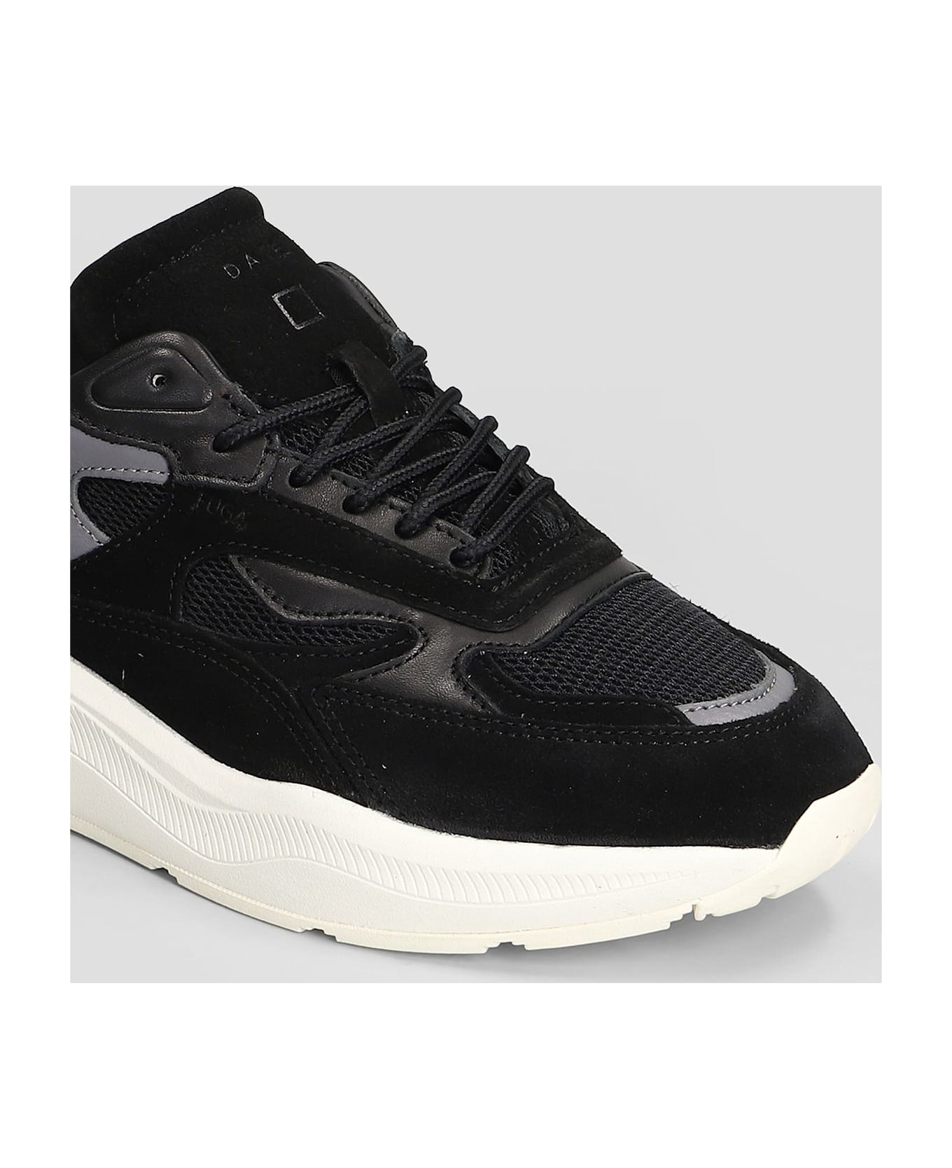 D.A.T.E. Fuga Sneakers In Black Suede And Fabric - black