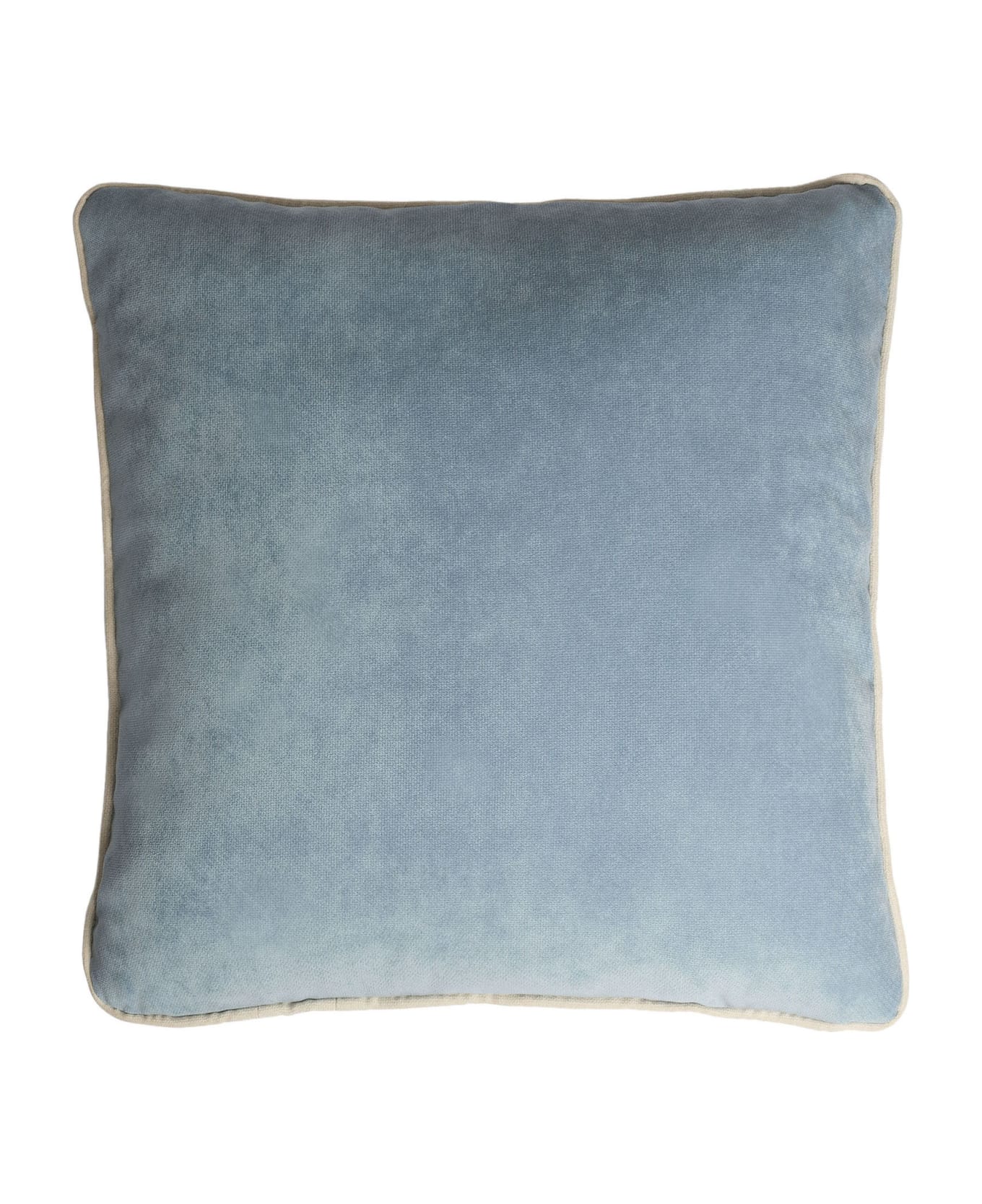 Lo Decor Happy Frame Velvet Pillow - Light blue/ dirty white