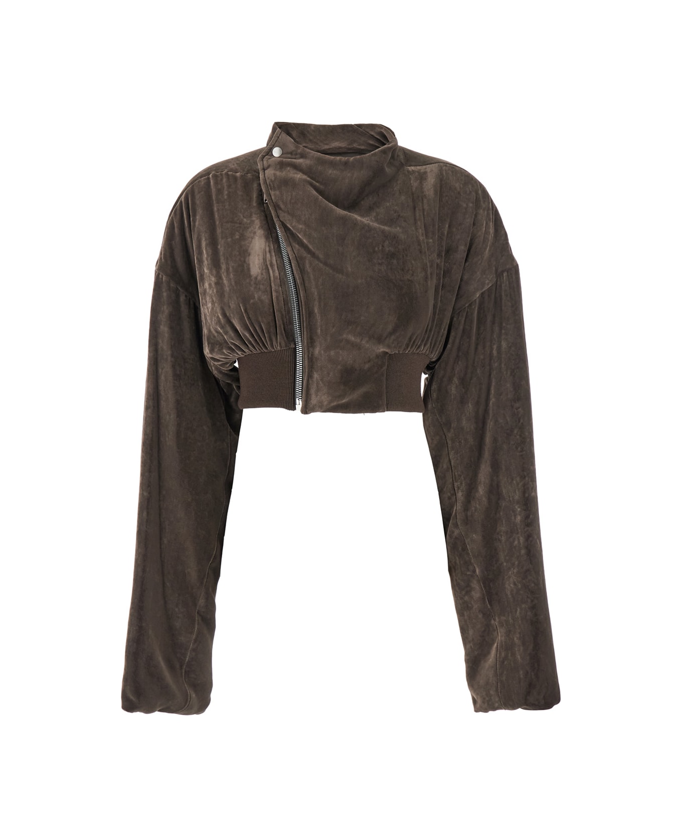 Rick Owens 
hollywood
 Cropped Jacket With Front Zip Closure In Viscose Blend Woman - Brown