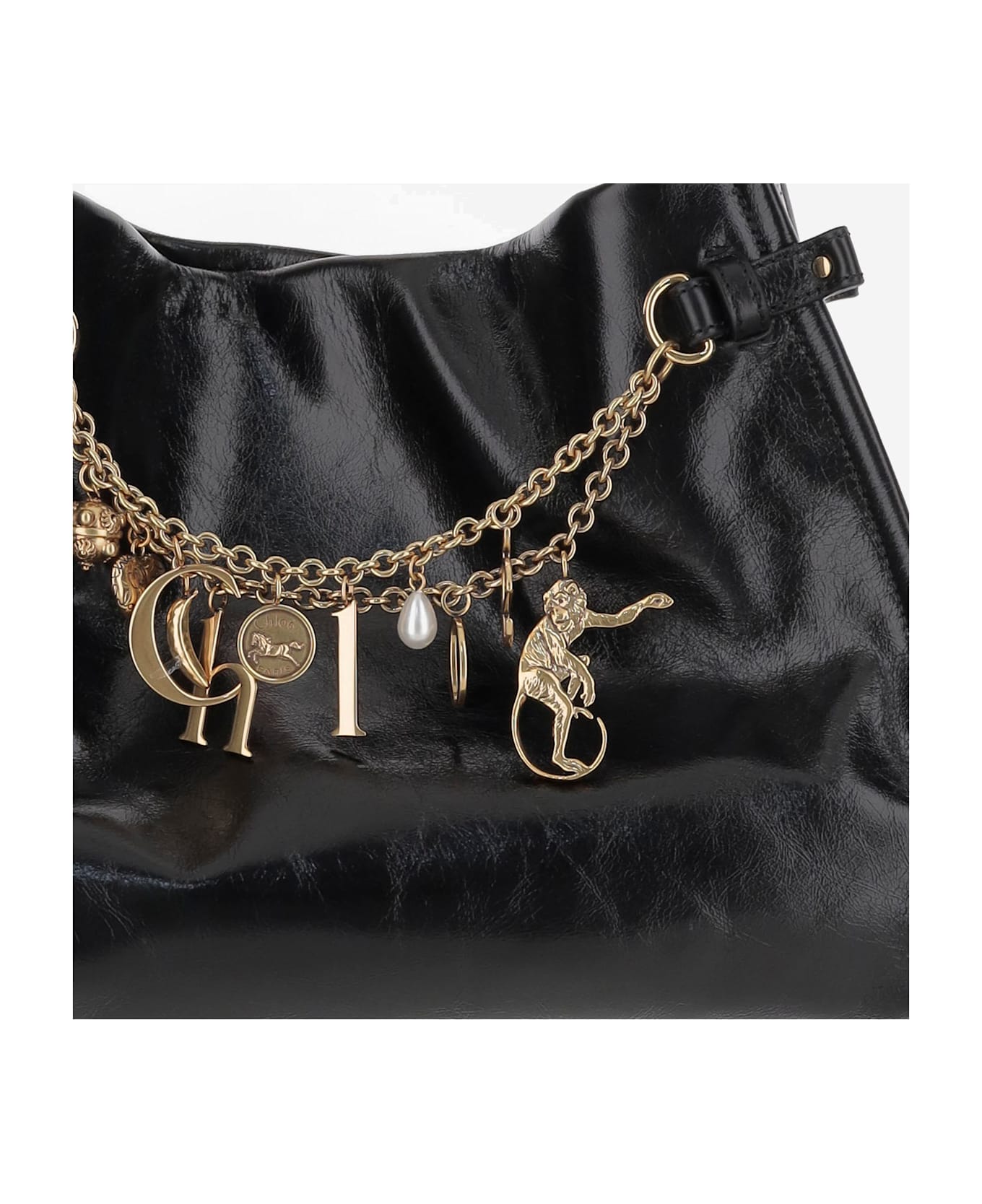 Chloé Glossy Leather Shoulder Bag - Black