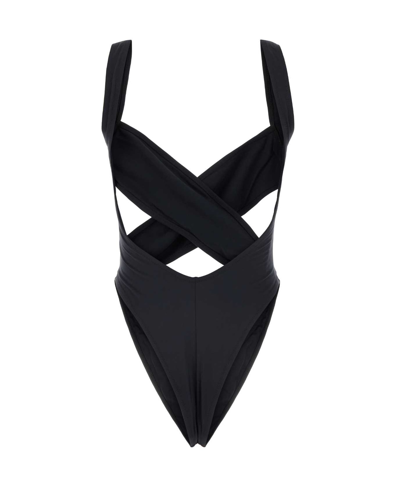 Reina Olga Black Stretch Nylon Exotica Trikini - BLACK