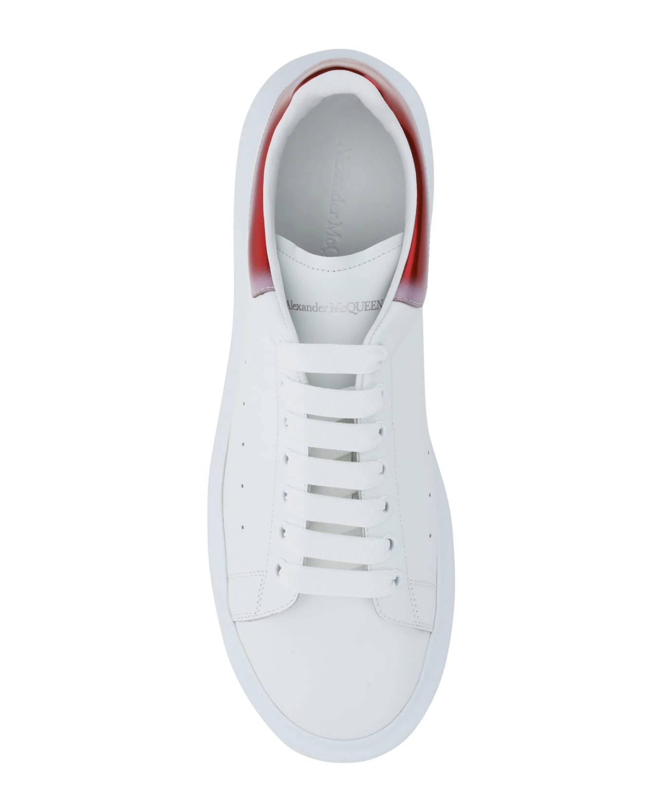 Alexander McQueen Calfskin Sneakers - White/ruby Red/silver