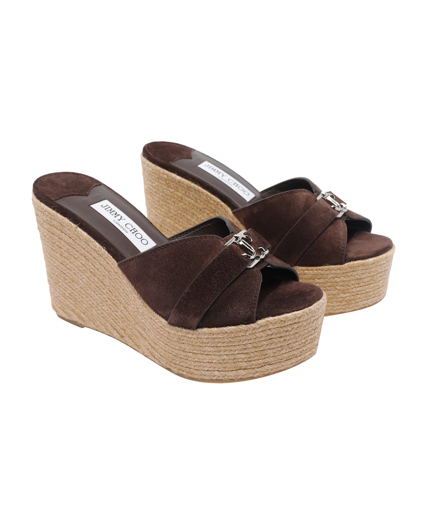 Jimmy Choo Leda Wedge Sandals - Brown