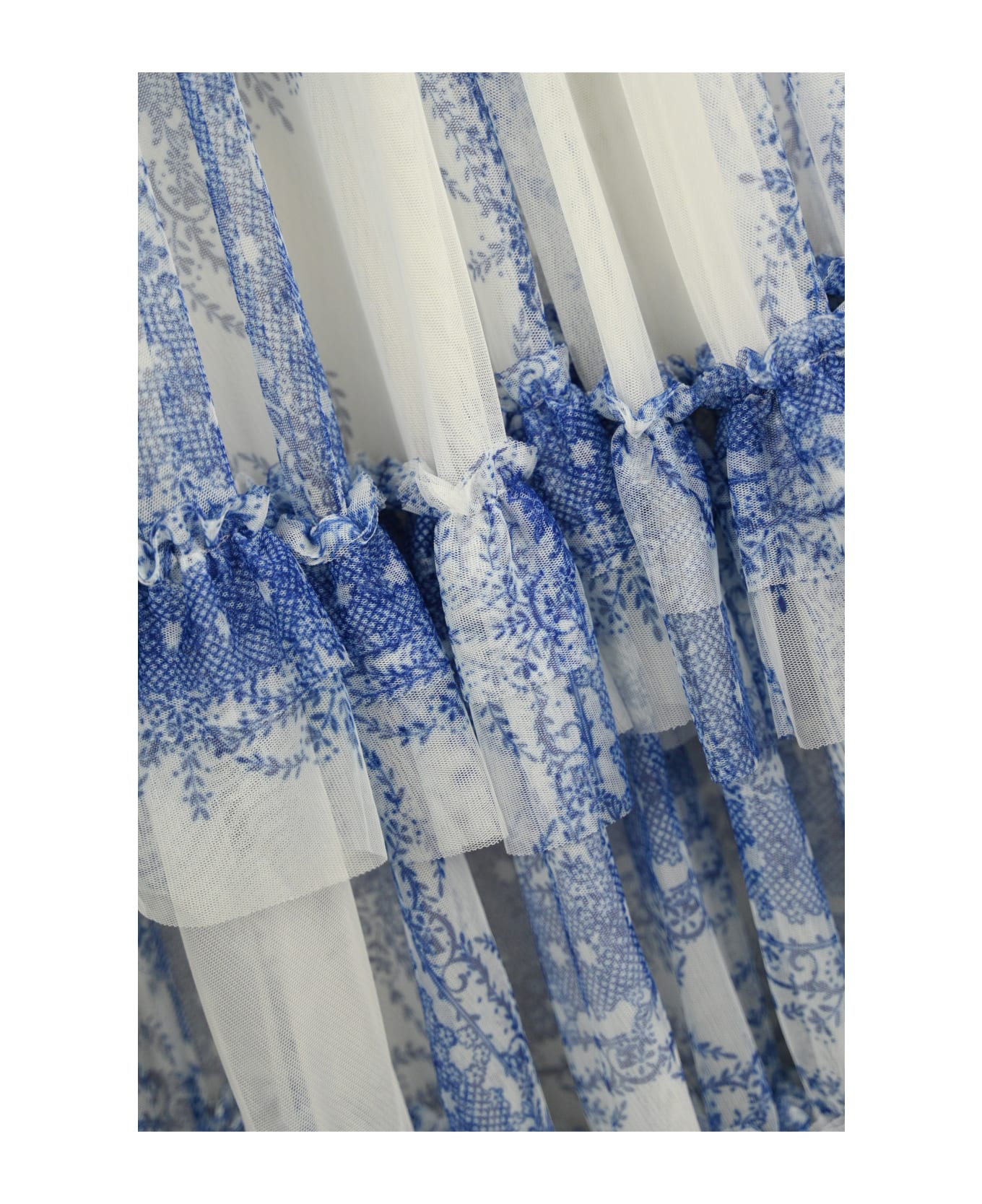 Philosophy di Lorenzo Serafini Long Tulle Dress With Print - Bianco/azzurro ワンピース＆ドレス