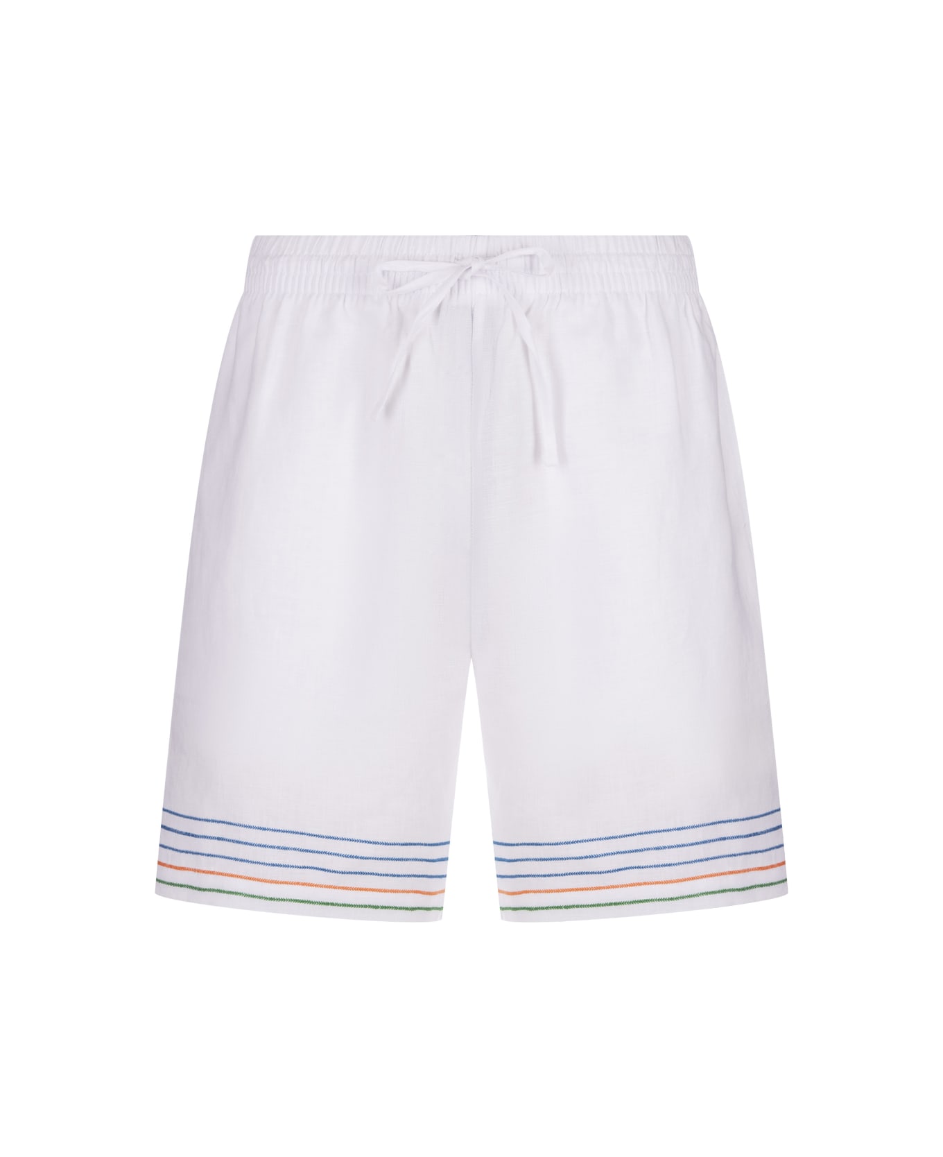 Casablanca Le Fil De La Musique Linen Shorts - White