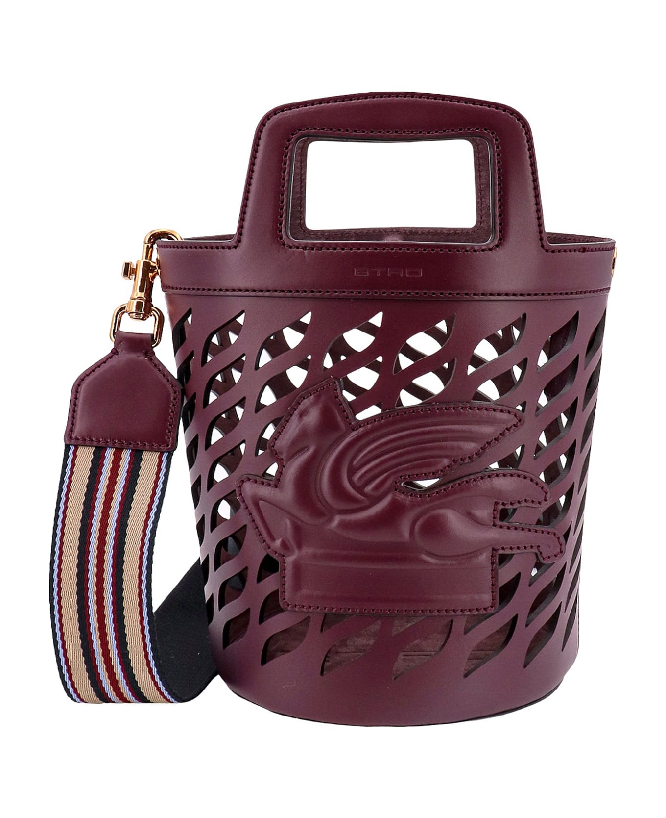 Etro Perforated Leather Bucket Bag With Shoulder Strap - Brown