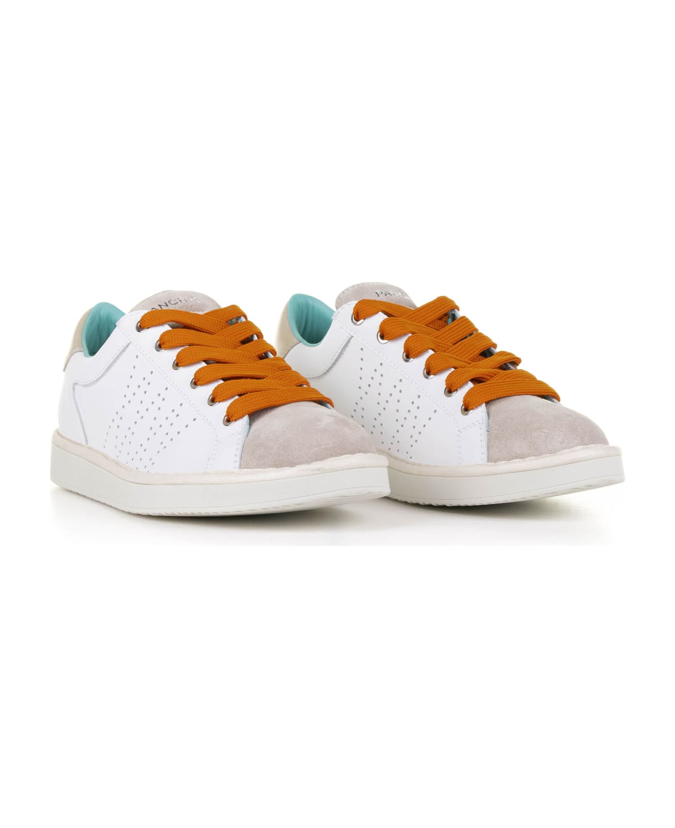 Panchic Sneaker In Beige Leather And Heel - WHITE FOG- BURNT ORANGE スニーカー