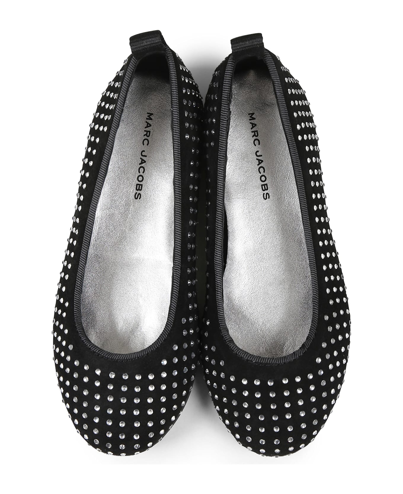 Little Marc Jacobs Black Ballet Flats For Girl With Rhinestones - Black