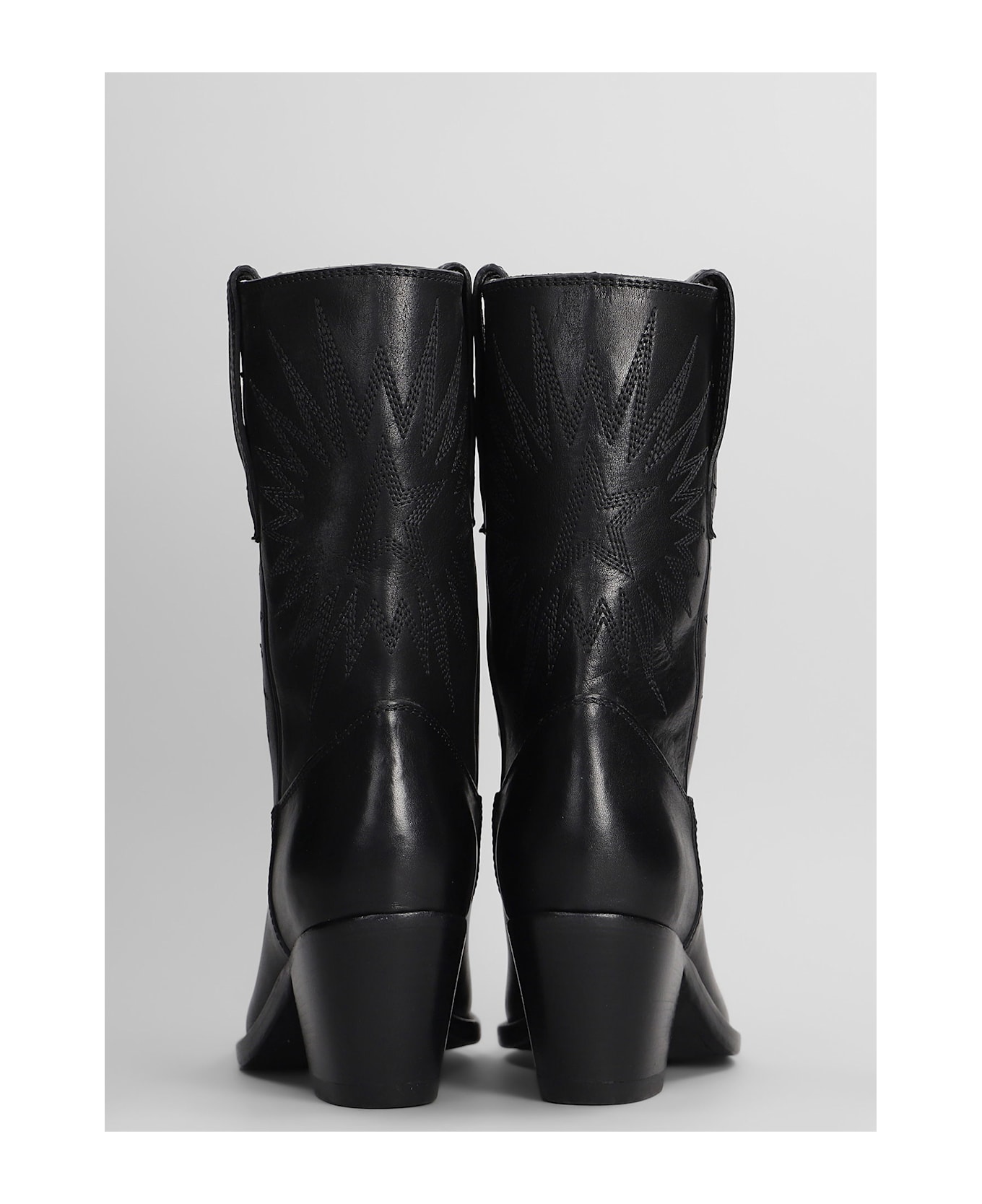 Golden Goose 70 Wish Star Texan Ankle Boots In Black Leather - Black