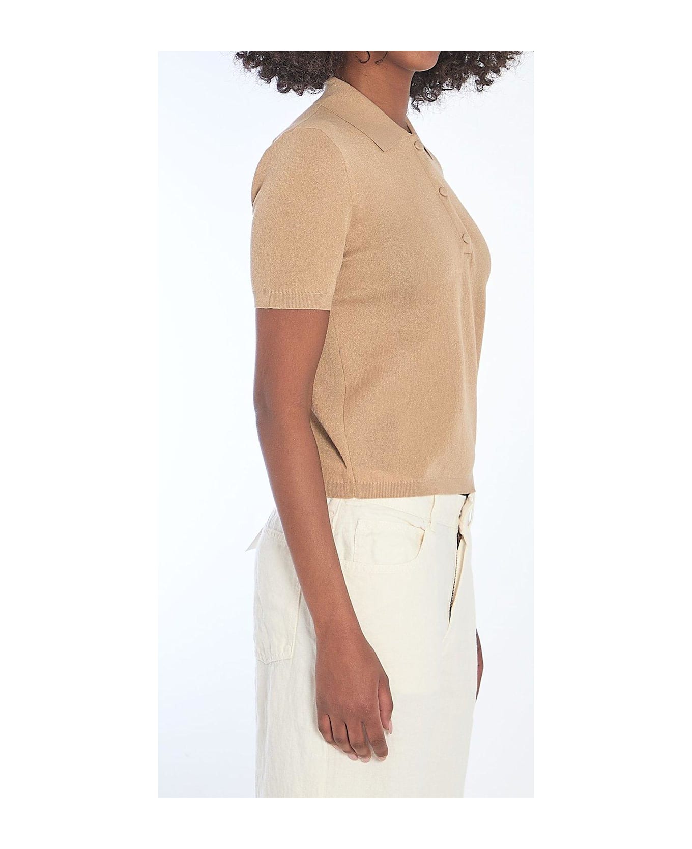 Moncler Logo Embroidered Polo Shirt - OPEN BROWN