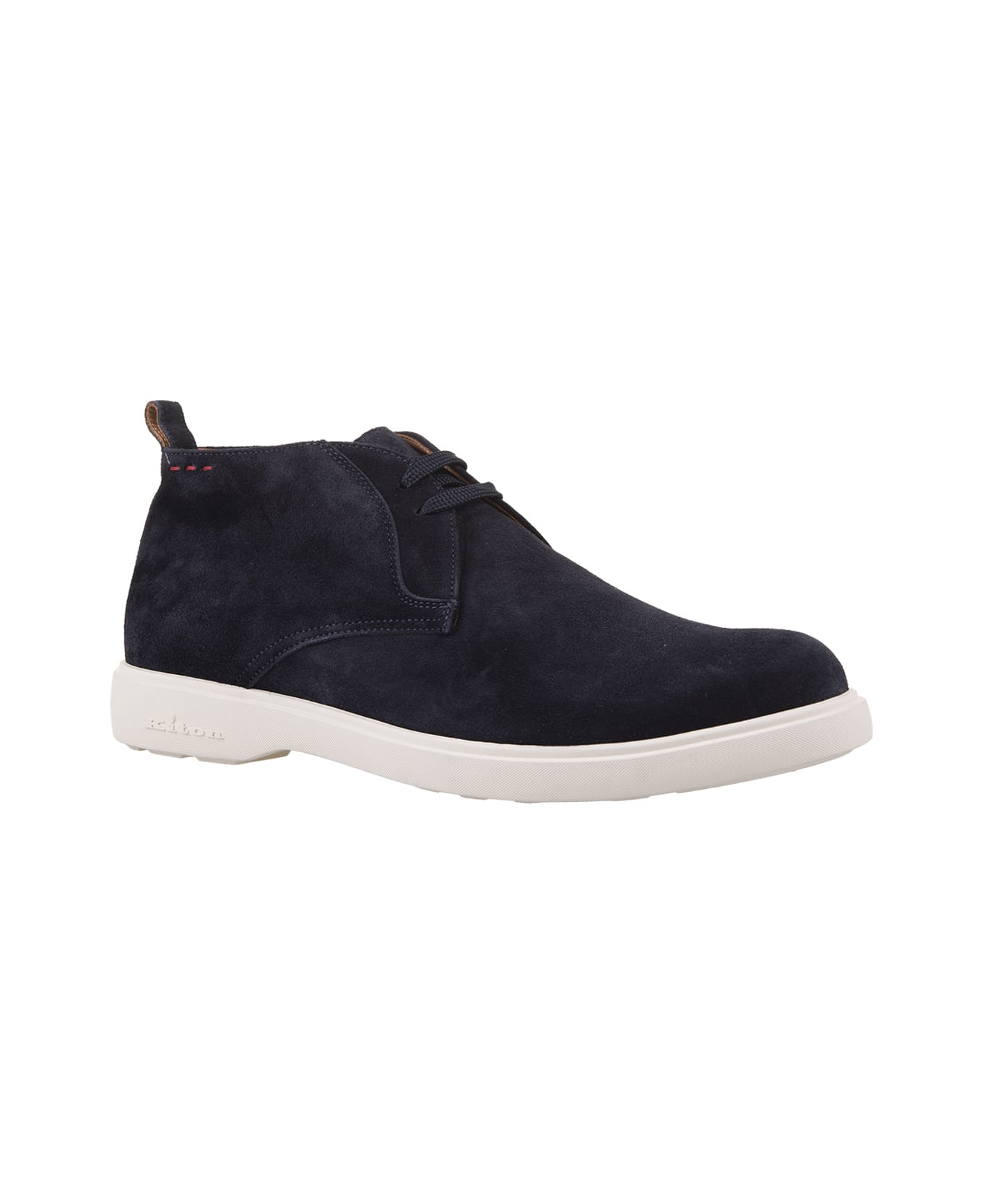 Kiton Blue Suede Laced Leather Ankle Boots - Blue ローファー＆デッキシューズ