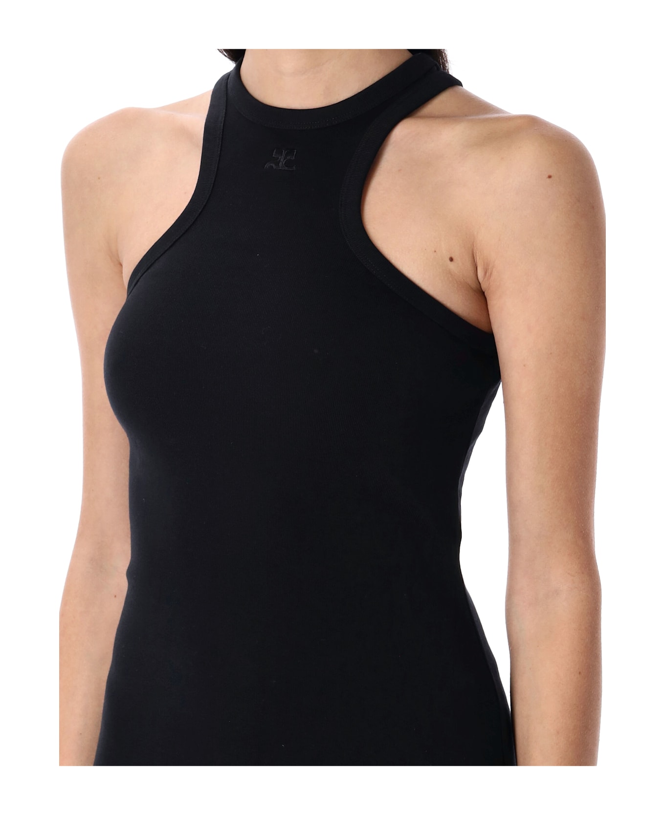 Courrèges Contrast Mini Dress - BLACK