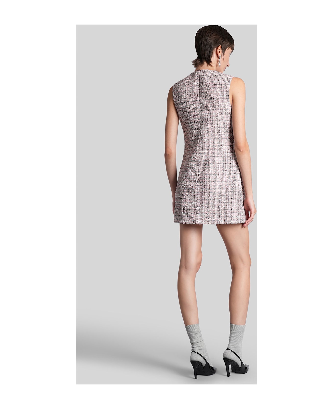 self-portrait Mini Dress In Rose-pink Wool - rose-pink