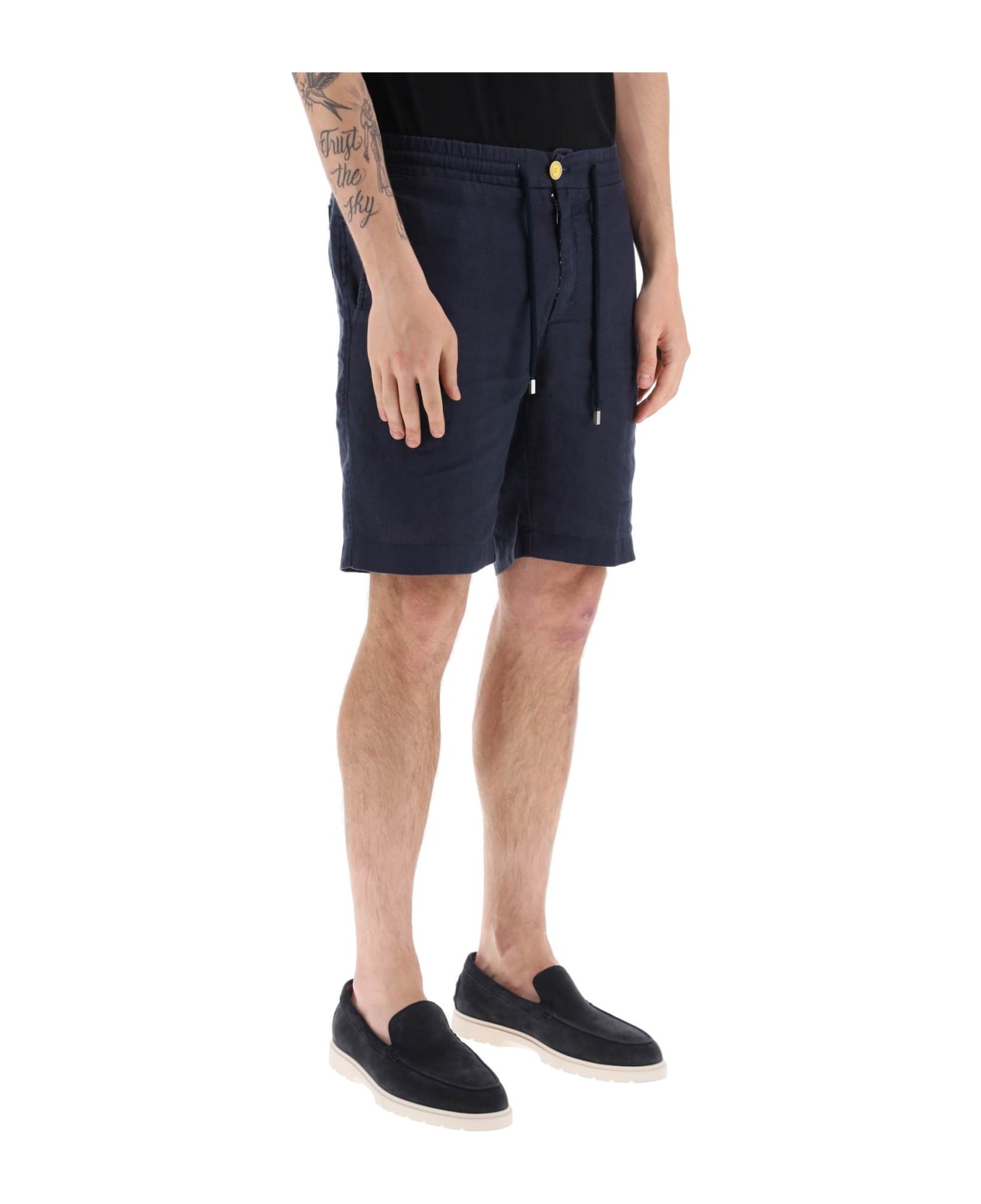 Vilebrequin Linen Drawstring Shorts - BLU MARINO (Blue) ショートパンツ