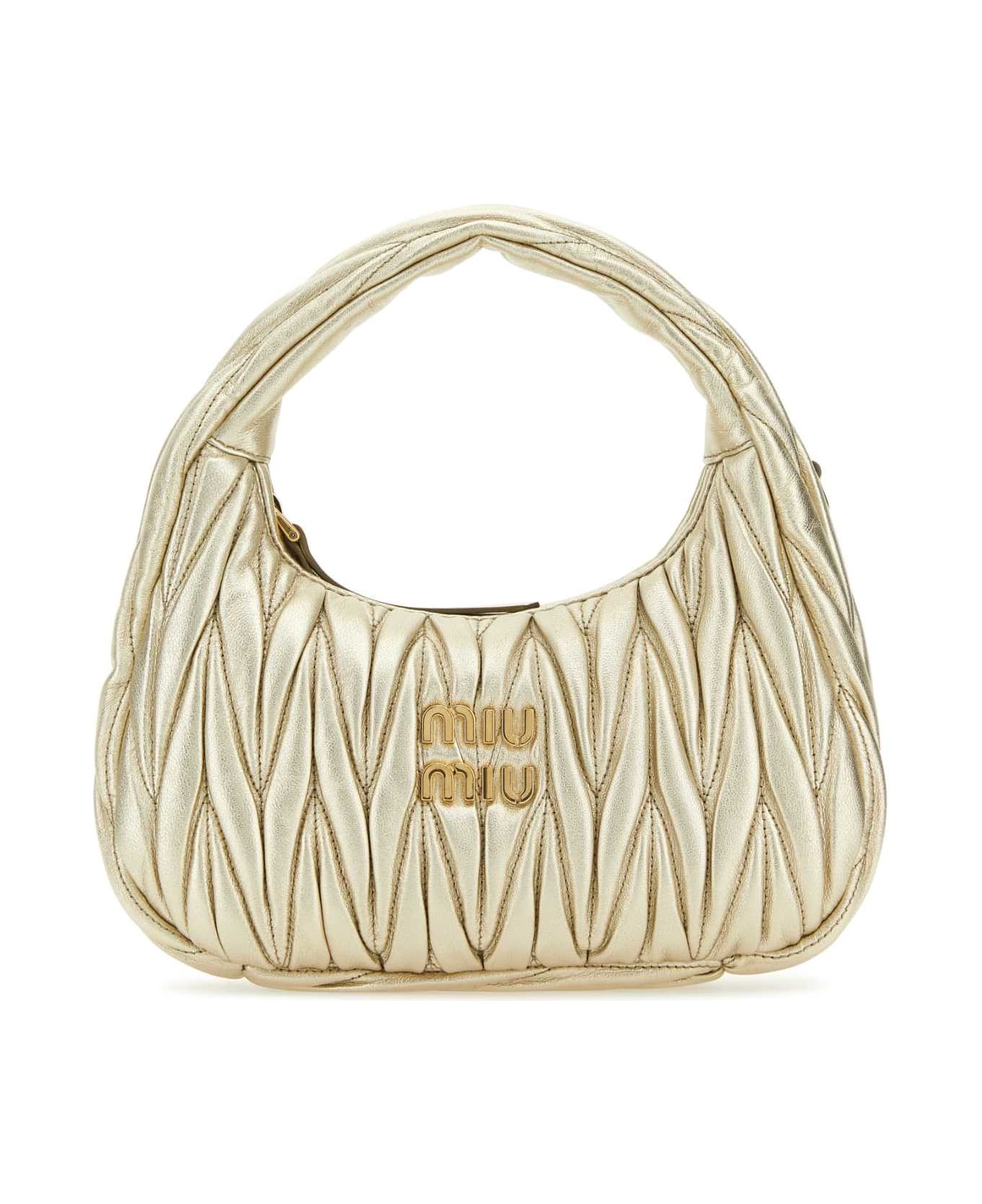 Miu Miu Gold Nappa Leather Wander Handbag - Pirite