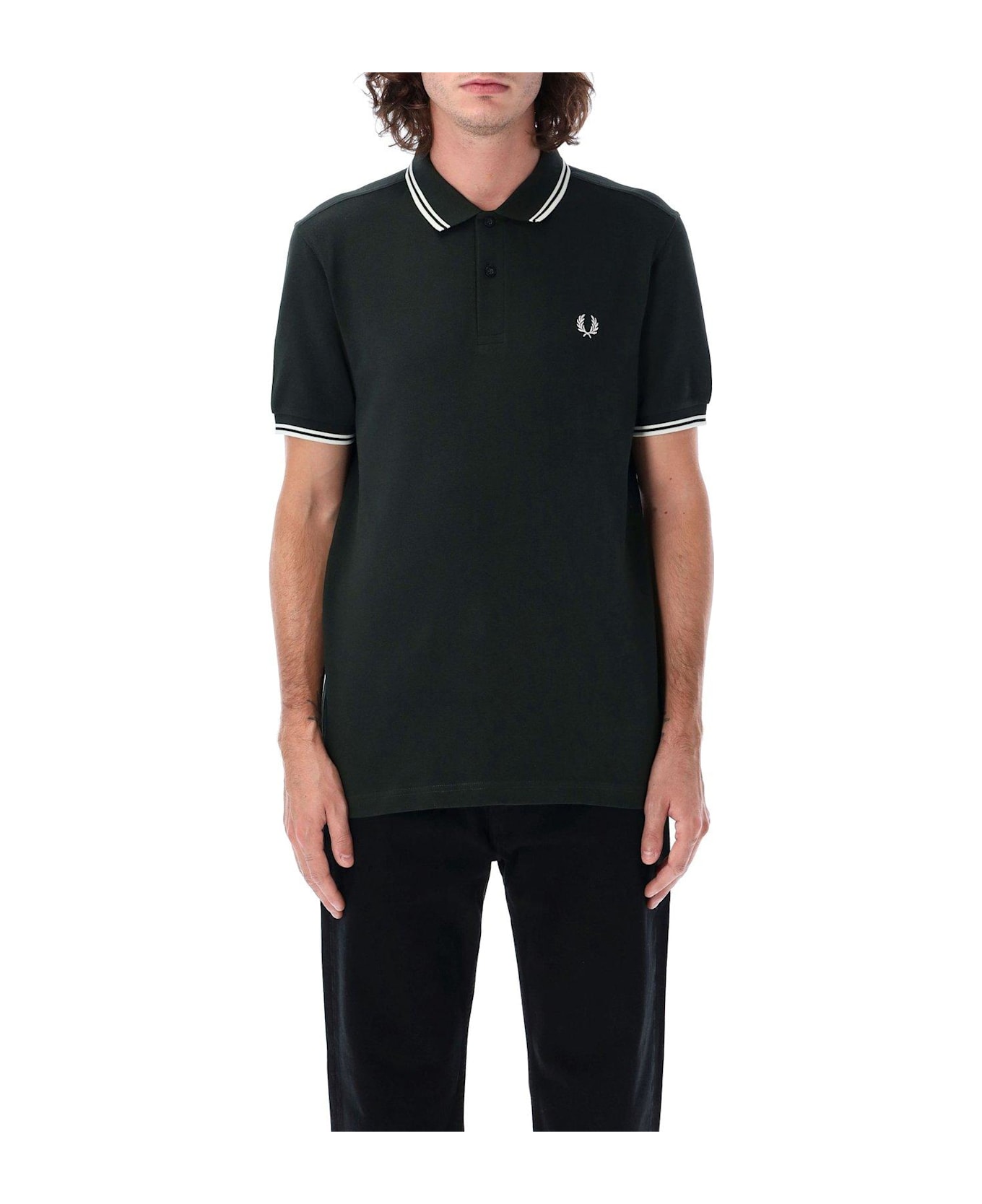 Comme des Garçons Logo Embroidered Straight Hem Polo Shirt - Green