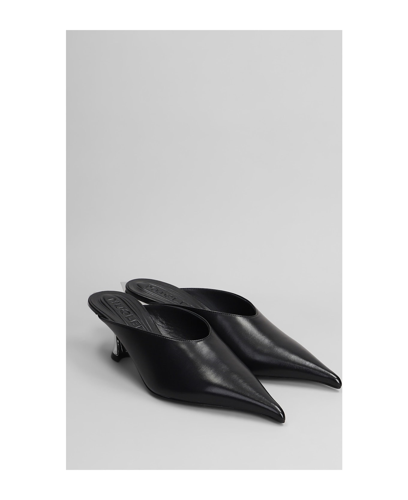 Mugler Slipper-mule In Black Leather - black