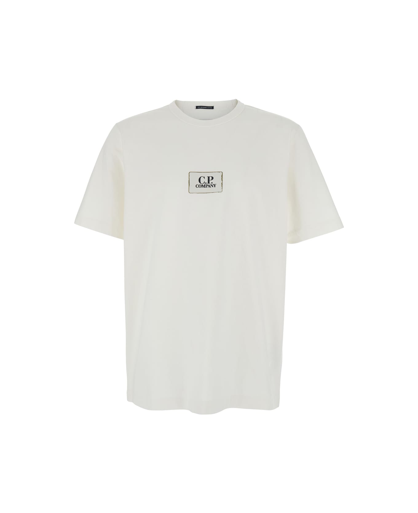 C.P. Company White T-shirt With Logo Printed On The Front In Cotton Man - White