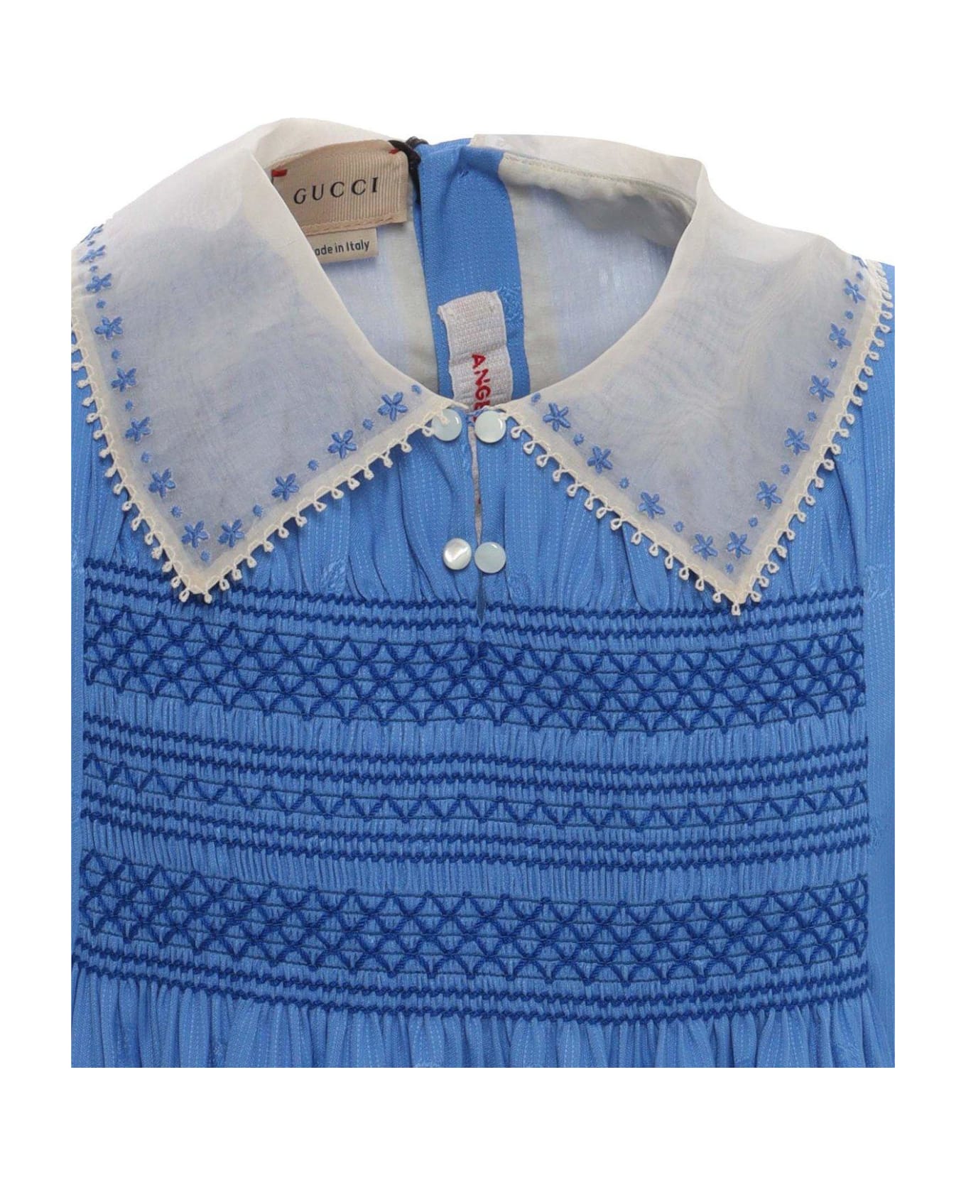 Gucci Logo Embroidered Short-sleeved Dress - Twilight Azure ワンピース＆ドレス