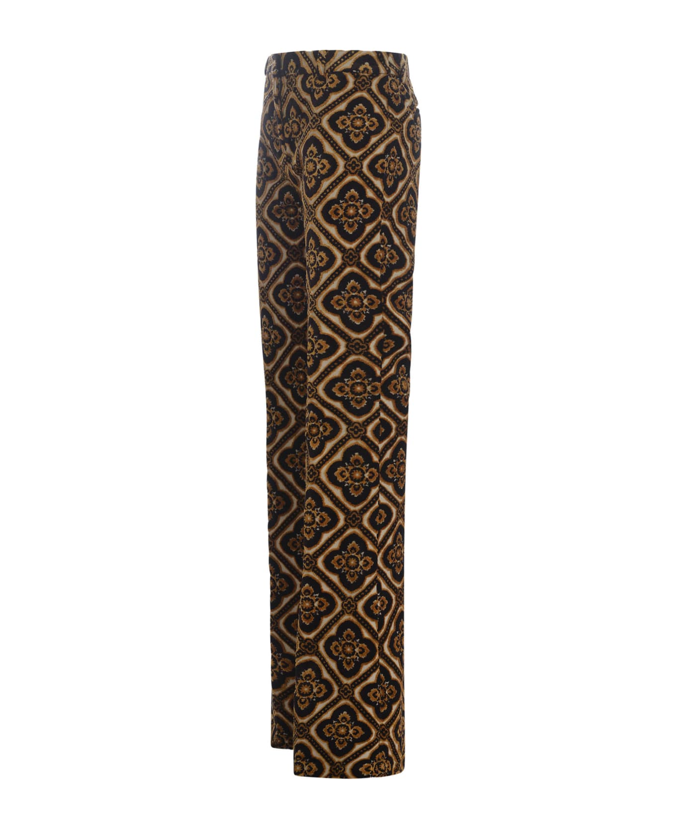 Etro Black Jacquard Trousers With Medallions - Black