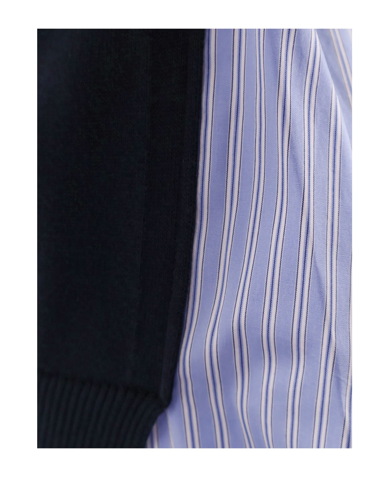 Sacai Cotton Cardigan With Mesh Inserts - NAVY�L/BLUE STRIPE