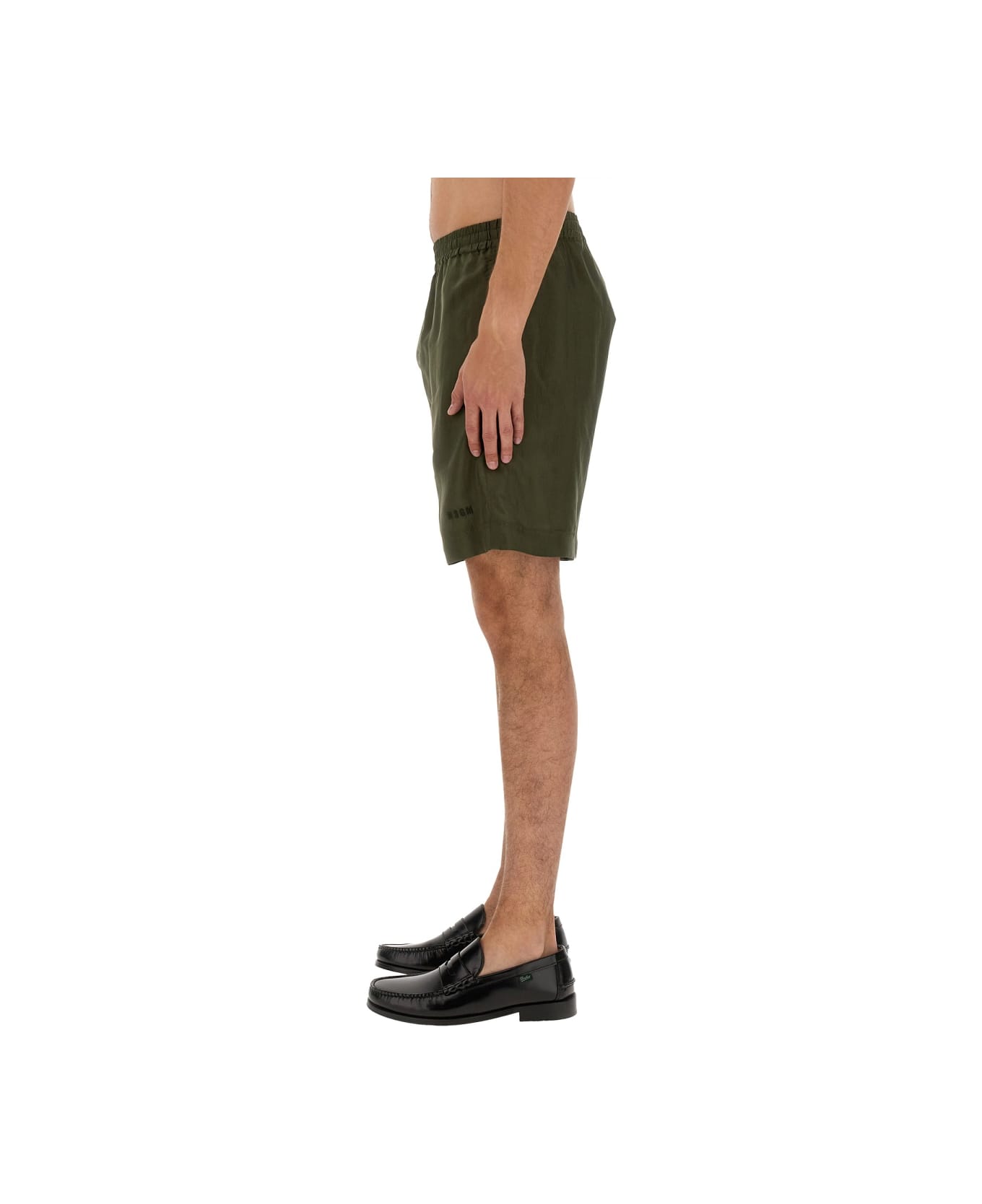 MSGM Cupro Bermuda Shorts - GREEN