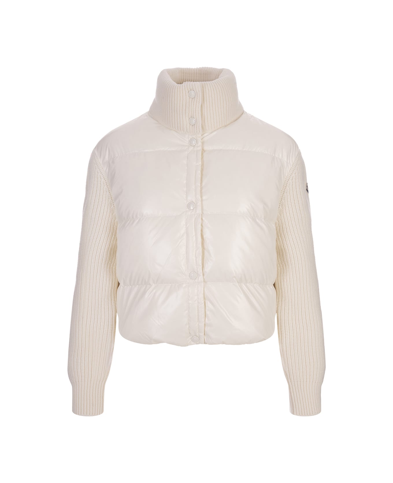 Moncler White Padded Cardigan In Wool - White