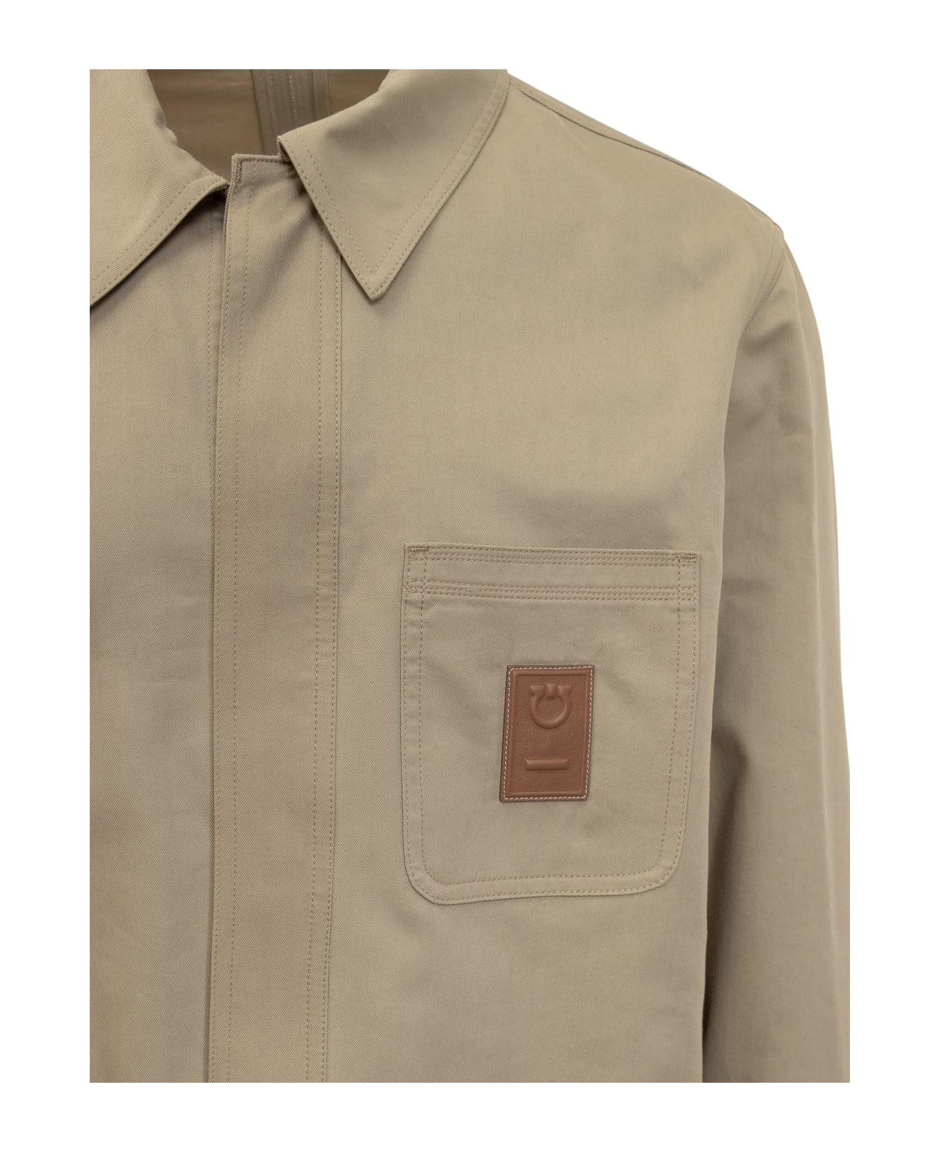 Ferragamo Jacket With Logo - SAND